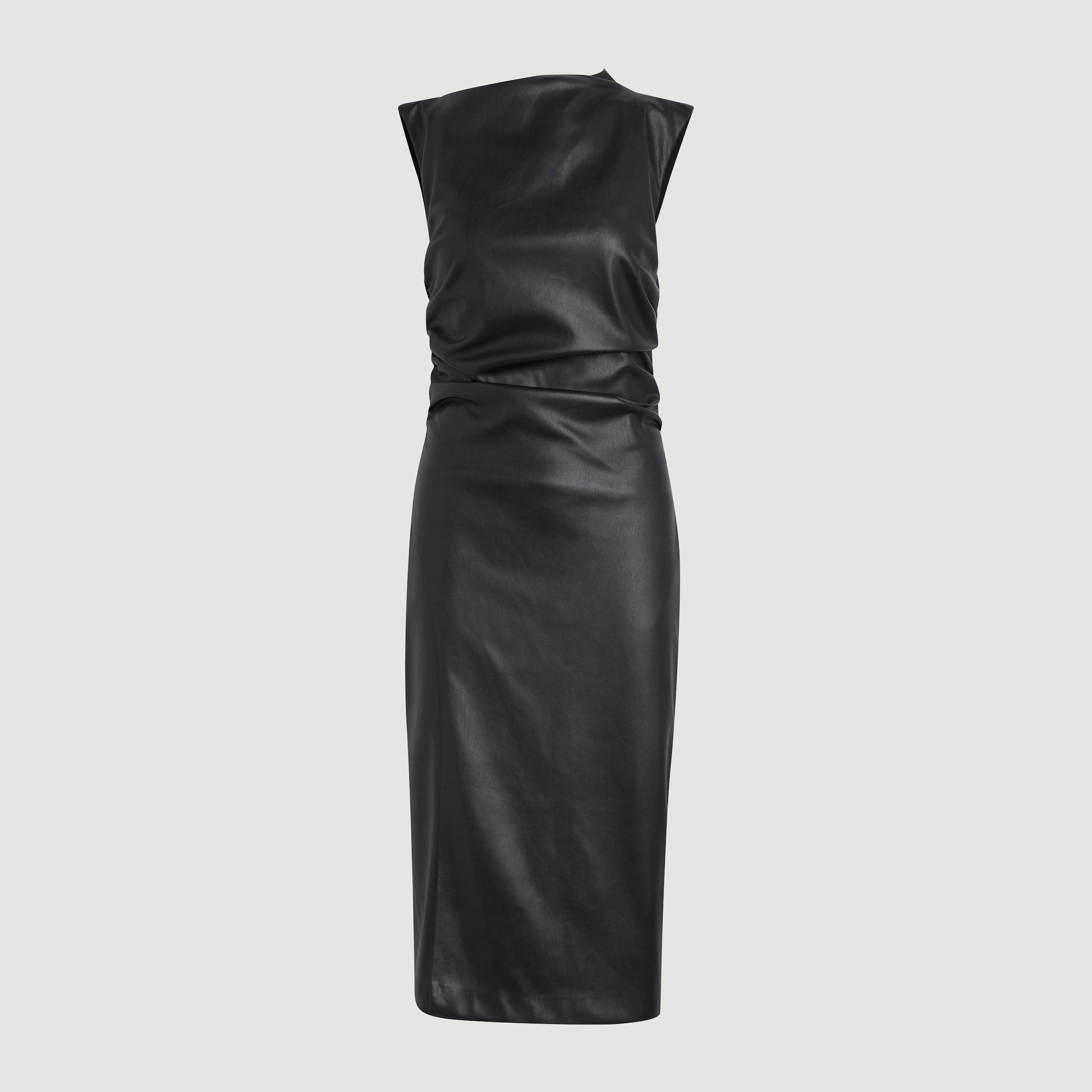 Channing Vegan Leather Wrap Neck Dress for Petite Women - Elegant & Sustainable Fashion for Work, Date Night & Special Occasions