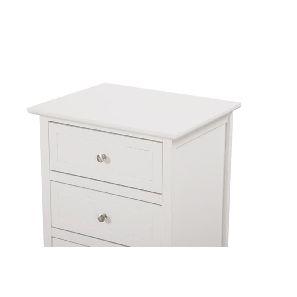 Glory Furniture Daniel 3-Drawer White Nightstand - Perfect Bedside Table for Bedroom, Guest Room & Nursery