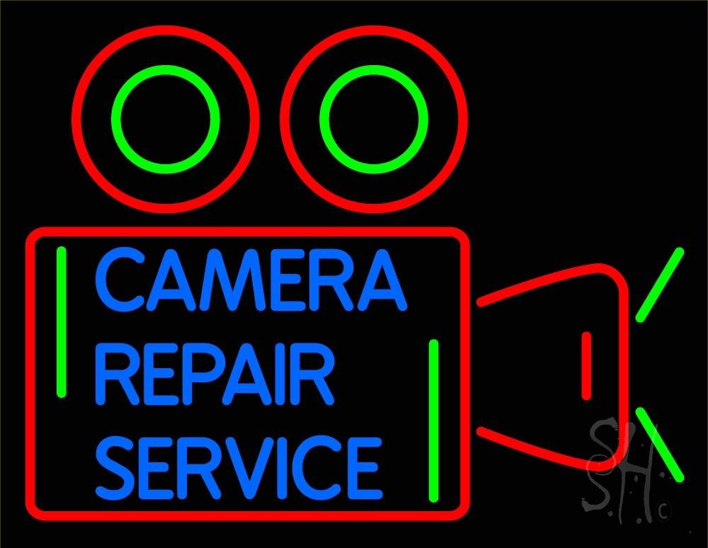 Blue Camera Repair LED Neon Sign 15x19 Inches - Red Border, Black Acrylic Backing with Dimmer - Bright Premium Indoor Light for Electronics & Computer Stores - Perfect for Shop Displays, Gaming Rooms & Tech Themed Decor