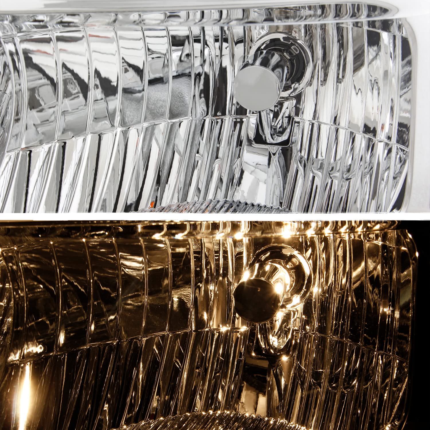 AKKON Chrome Headlights for 2008-2017 Ford E-Series & Super Duty - Halogen Aero Style for Better Visibility