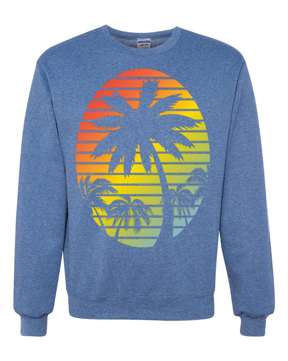 Wild Bobby Tropical Palm Trees Silhouette Sunset Graphic Sweatshirt - Unisex Crewneck Pullover for Beach Vacation & Summer Fashion