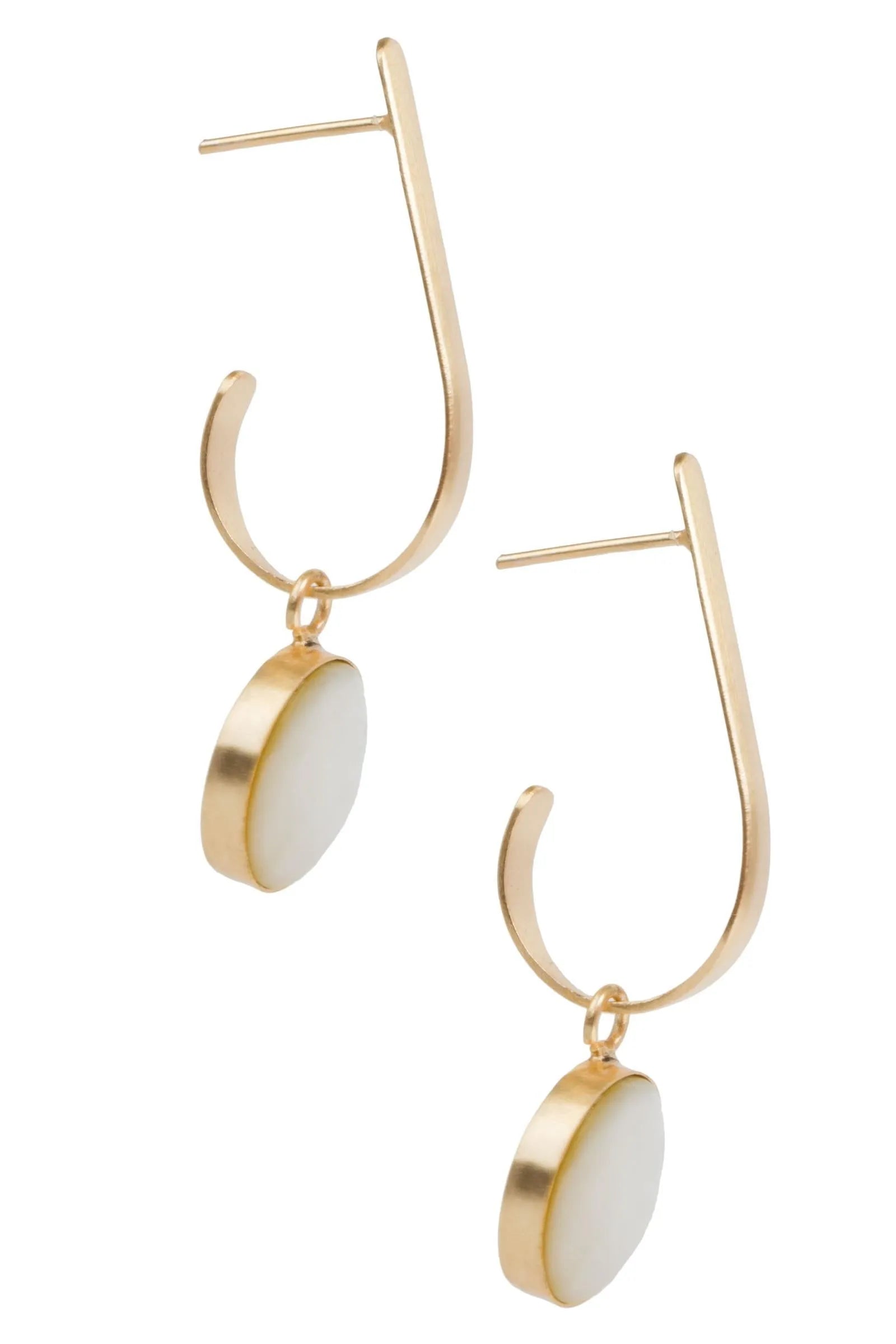 Fishhook Stone Dangle Earrings for Women - Natural Stone Jewelry, Boho Chic Accessories - Perfect for Beach Vacations & Summer Outfits