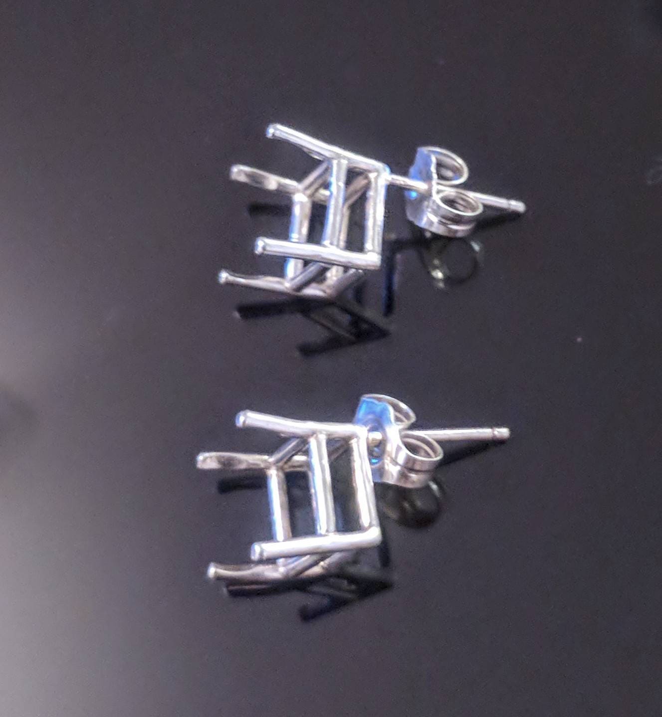 Sterling Silver or 14K Gold 6mm & 11mm Square Earring Settings (2-Piece Set) - Handcrafted in USA | Perfect for DIY Jewelry Making, Earring Design, and Gift Giving