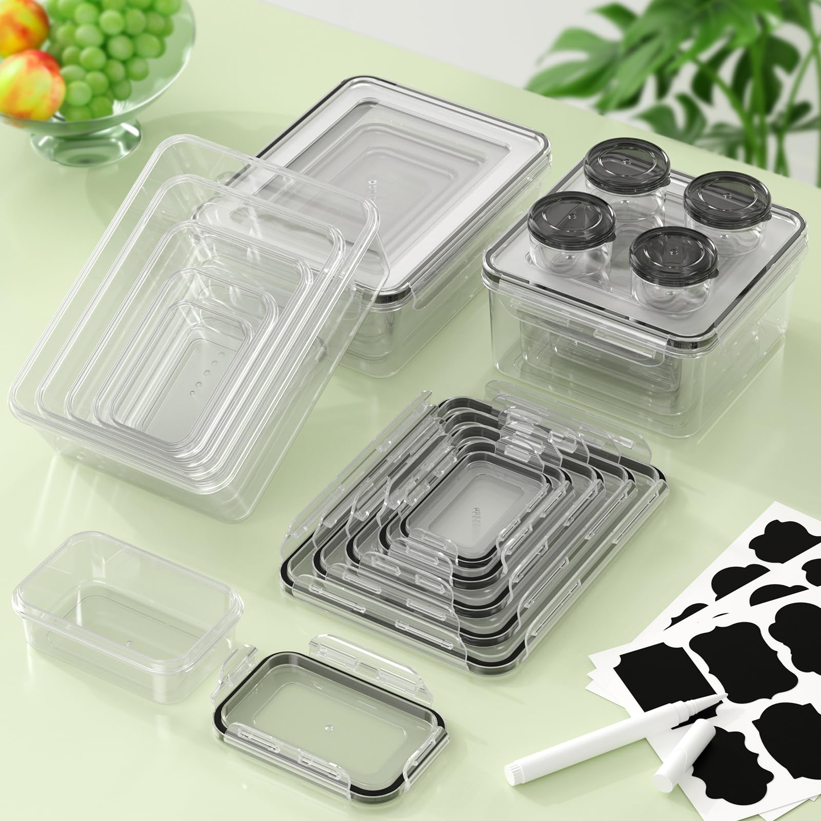 36-Piece BPA-Free Plastic Food Storage Containers Set with Lids (18 Containers & 18 Lids) - Leak Proof, Reusable Kitchen & Pantry Organization with Labels & Marker - Perfect for Meal Prep, Leftovers, and Bulk Food Storage