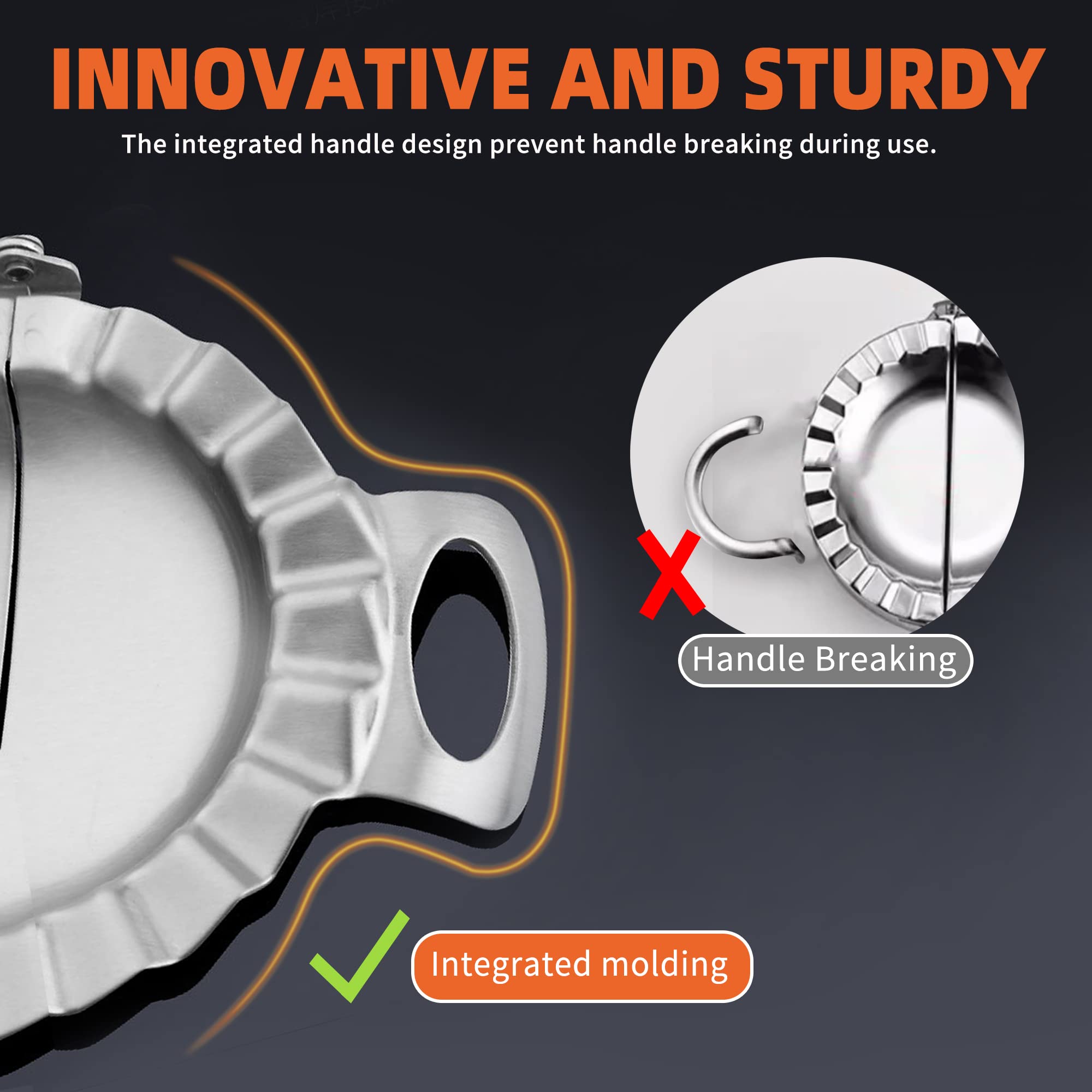 Premium Stainless Steel Dumpling Maker & Empanada Press Set - 2 Sizes (5-Piece) with Dough Cutter for Chinese Dumplings, Pierogi, Calzones, Pastelitos & More | Perfect for Home Cooking, Meal Prep & Party Snacks