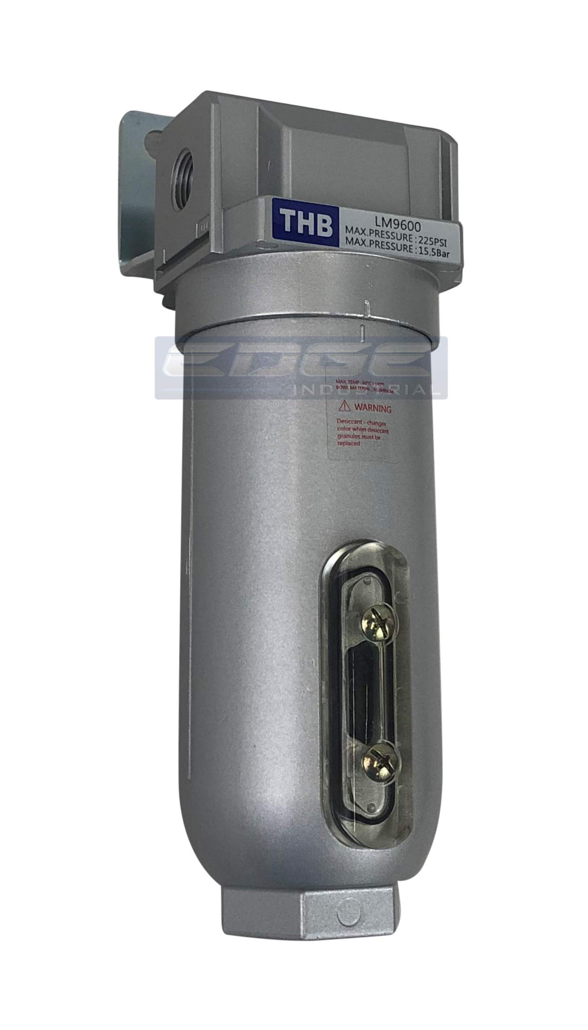 EDGE INDUSTRIAL Heavy Duty Inline Desiccant Air Dryer with Metal Bowl - 1/2