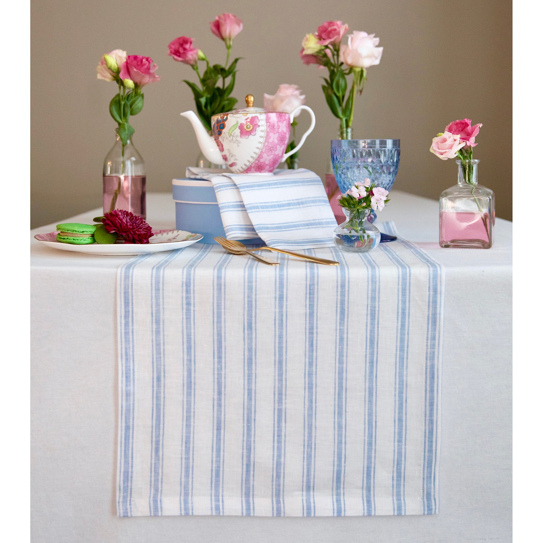 Stylish Capri Ticking Stripe Table Runner - Cotton Farmhouse Decor for Dining Room, Kitchen, or Wedding Party Decorations