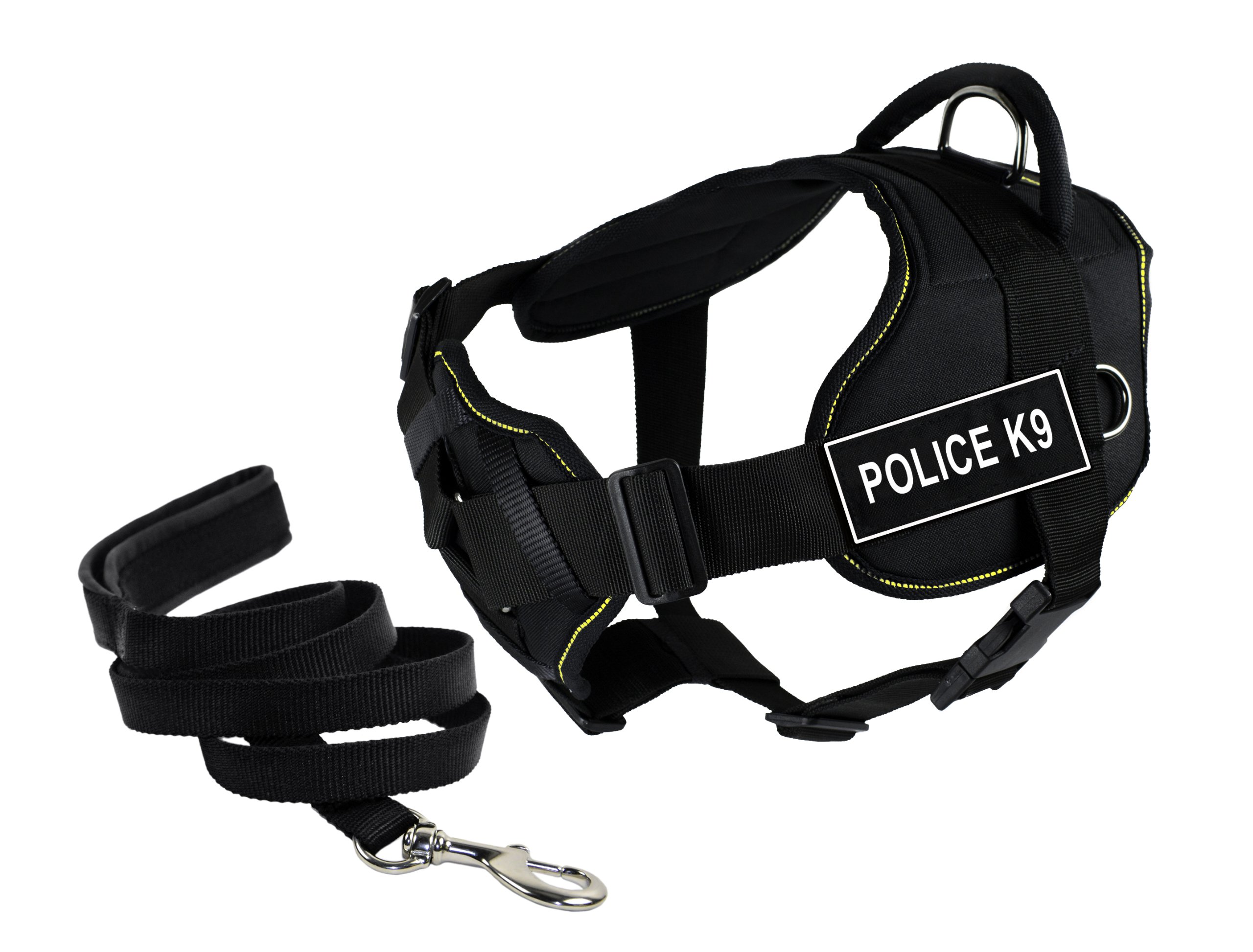 DT Fun Chest Support POLICE K9 Harness for Large Dogs with 6 ft Padded Leash - Durable Training Vest for Police & Service Dogs, Perfect for K9 Units, Security Work & Outdoor Adventures