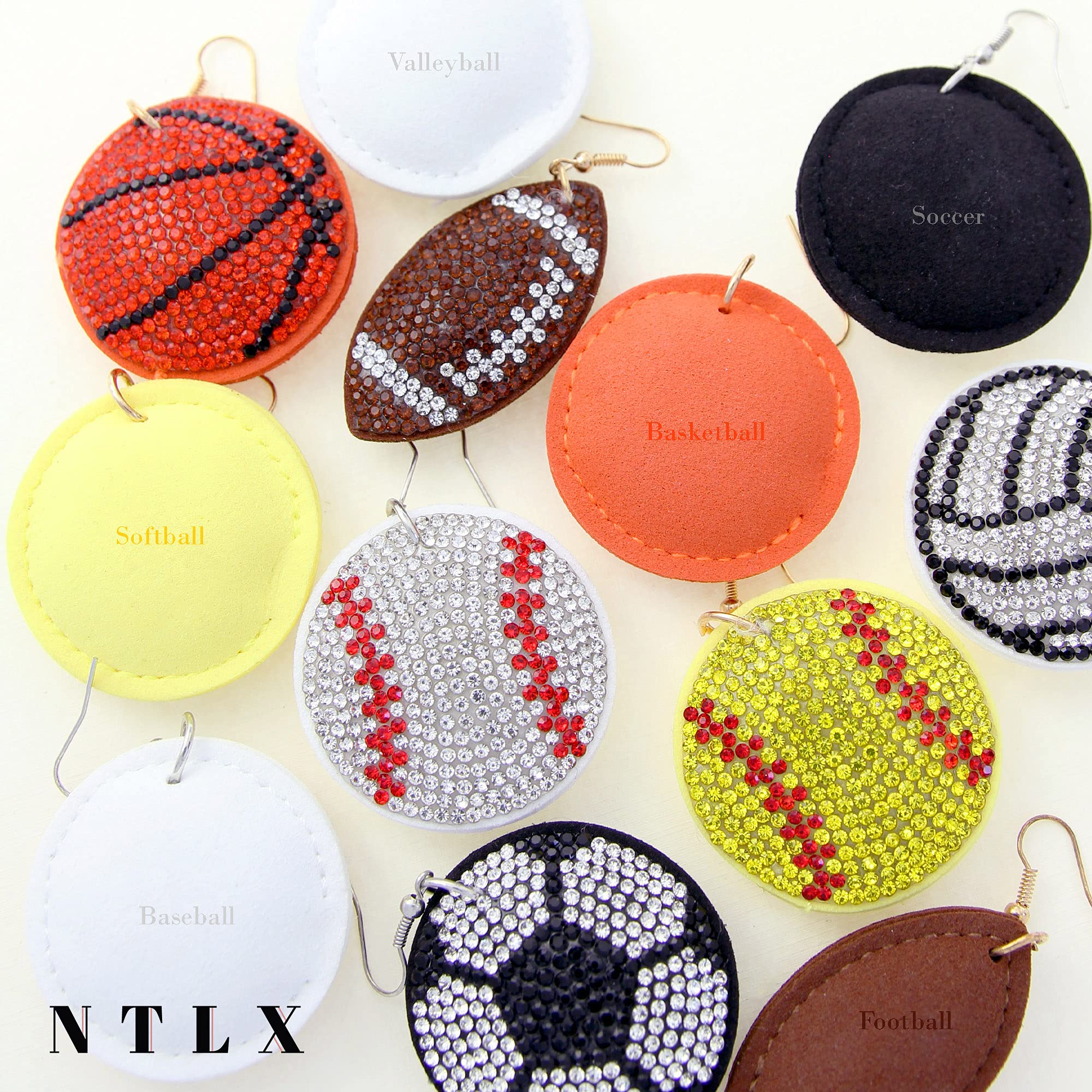Sports Earrings for Women - Football, Baseball, Basketball, Soccer, Volleyball, Softball Jewelry - Sparkling Rhinestone Stud Earrings - Team Fan Gifts for Her - Perfect for Game Day, Cheerleading & Sports Events (Gift Box Included)