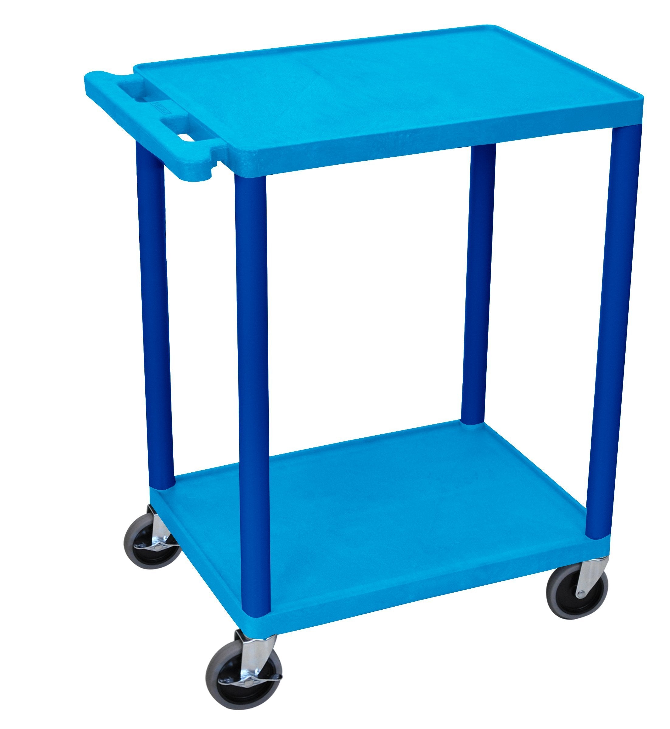Luxor 2-Tier Rolling Utility Cart with Wheels - Blue Metal Storage Cart for Kitchen, Office, or Bathroom Organization - Perfect for Home, Dorm, and Workspace Use