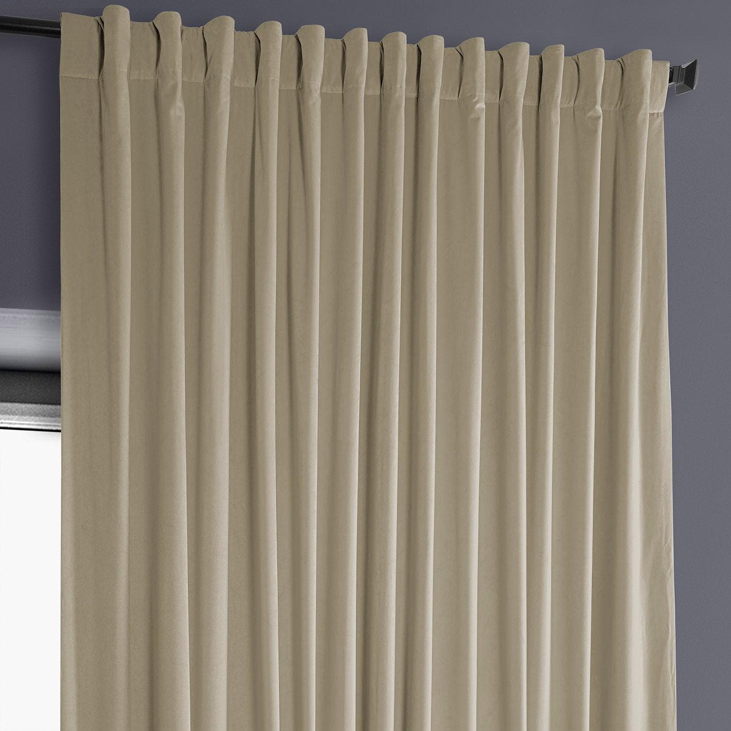 Light Beige Extra Wide Heritage Plush Velvet Blackout Curtains for Bedroom & Living Room - Soft Thermal Insulated Window Drapes for Light Control & Privacy