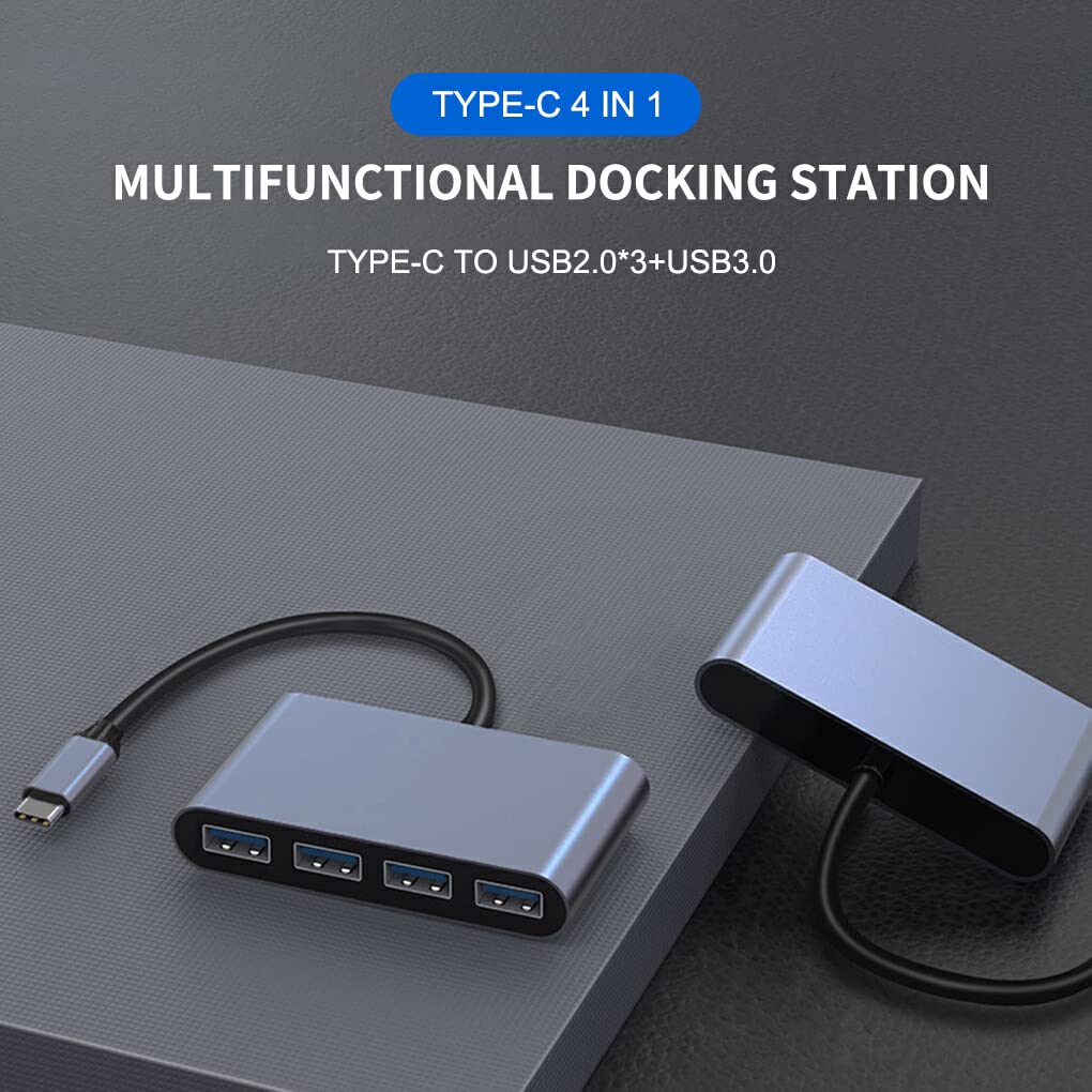 SUIOPPYUW USB C to USB Hub Adapter - High-Speed Aluminum Alloy Docking Station with Braided Cable for MacBook, iPad, Laptop - Perfect for Office, Travel & Data Transfer