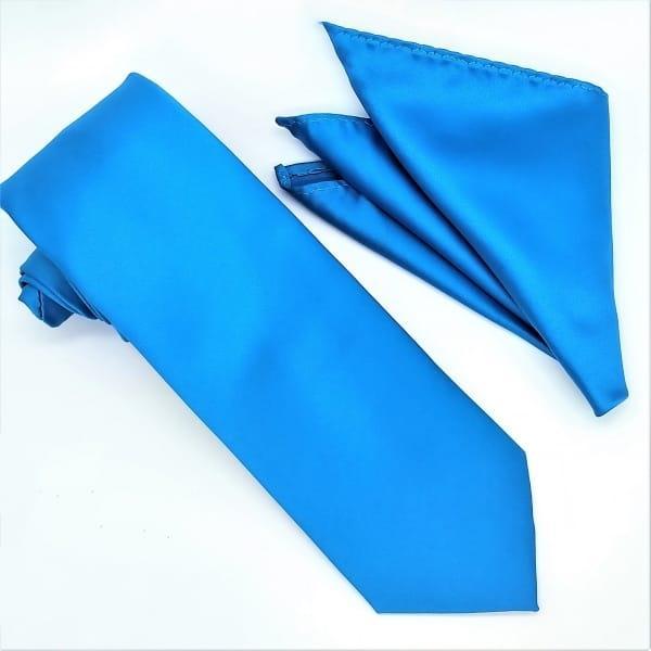Elegant Cobalt Blue Silk Tie & Pocket Square Set for Men - Perfect for Weddings, Business Meetings & Formal Events