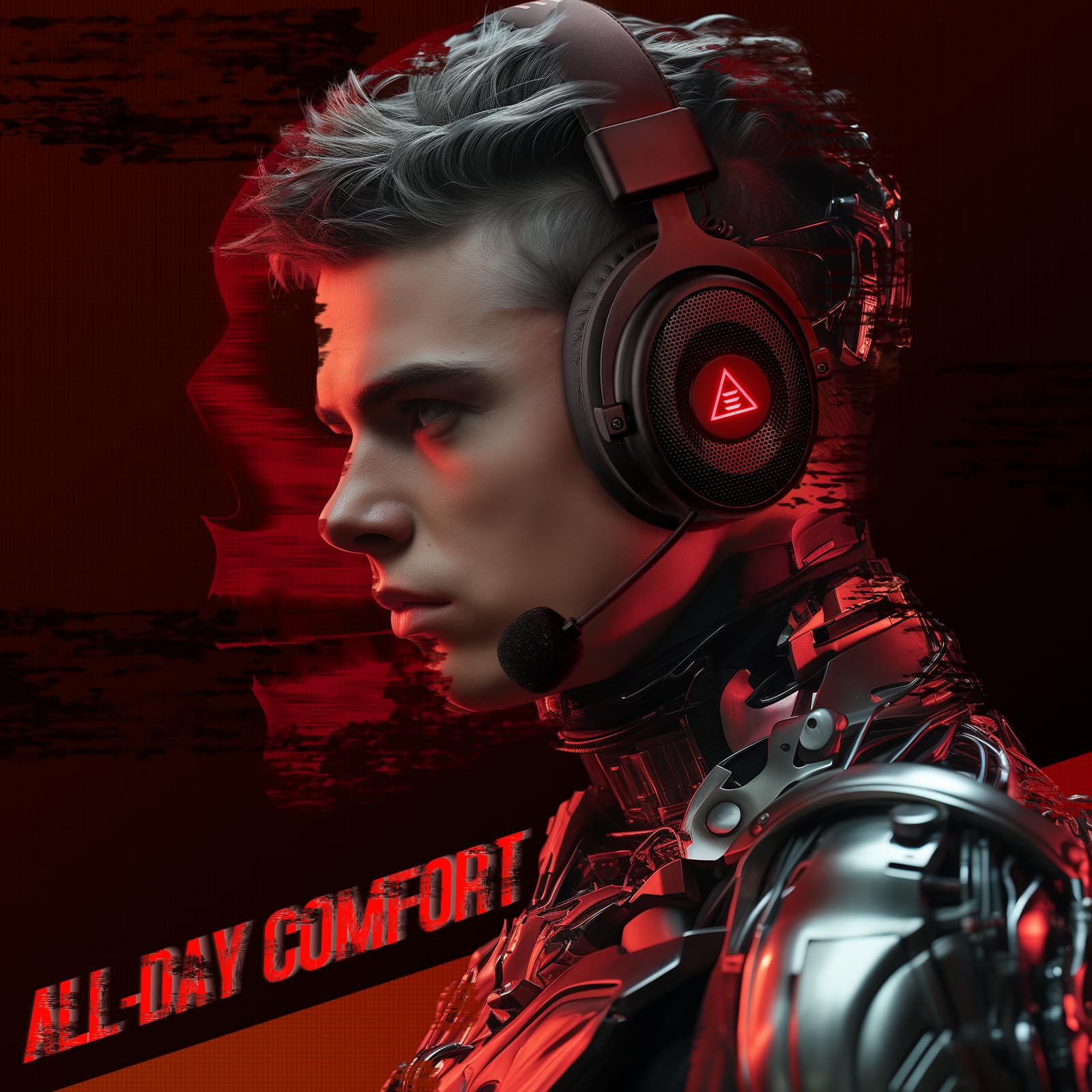EKSA Wireless Gaming Headset with Microphone - 7.1 Surround Sound, 20ms Ultra-Low Latency, 50Hr Battery for PC, PS4, PS5, Laptop - Perfect for Competitive Gaming & Long Streaming Sessions