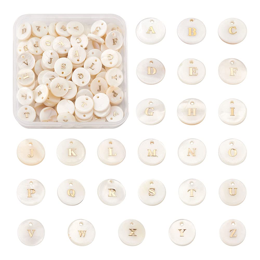 KISSITTY 1 Box Natural White Freshwater Shell Charms - Alphabet A-Z & Numbers for DIY Jewelry Making (Earrings, Necklaces, Bracelets) - Perfect for Beach Theme Crafts, Boho Accessories & Gift Packaging