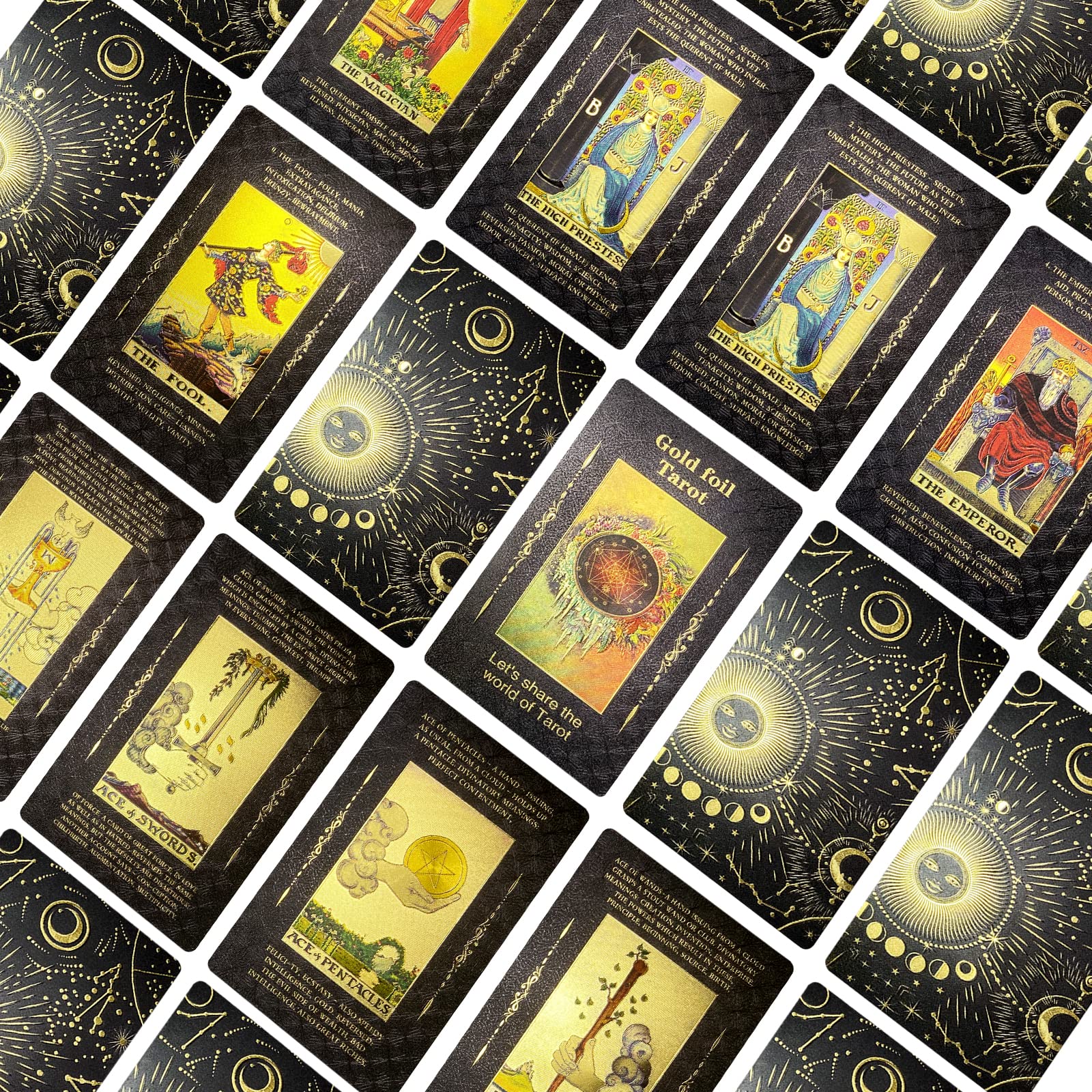 IXIGER Classic Tarot Cards Deck with Guide Book - 78 Cards for Beginners, Future Telling & Divination - Black Tarot Deck with Meanings on Each Card - Perfect for Meditation, Self-Discovery & Spiritual Guidance