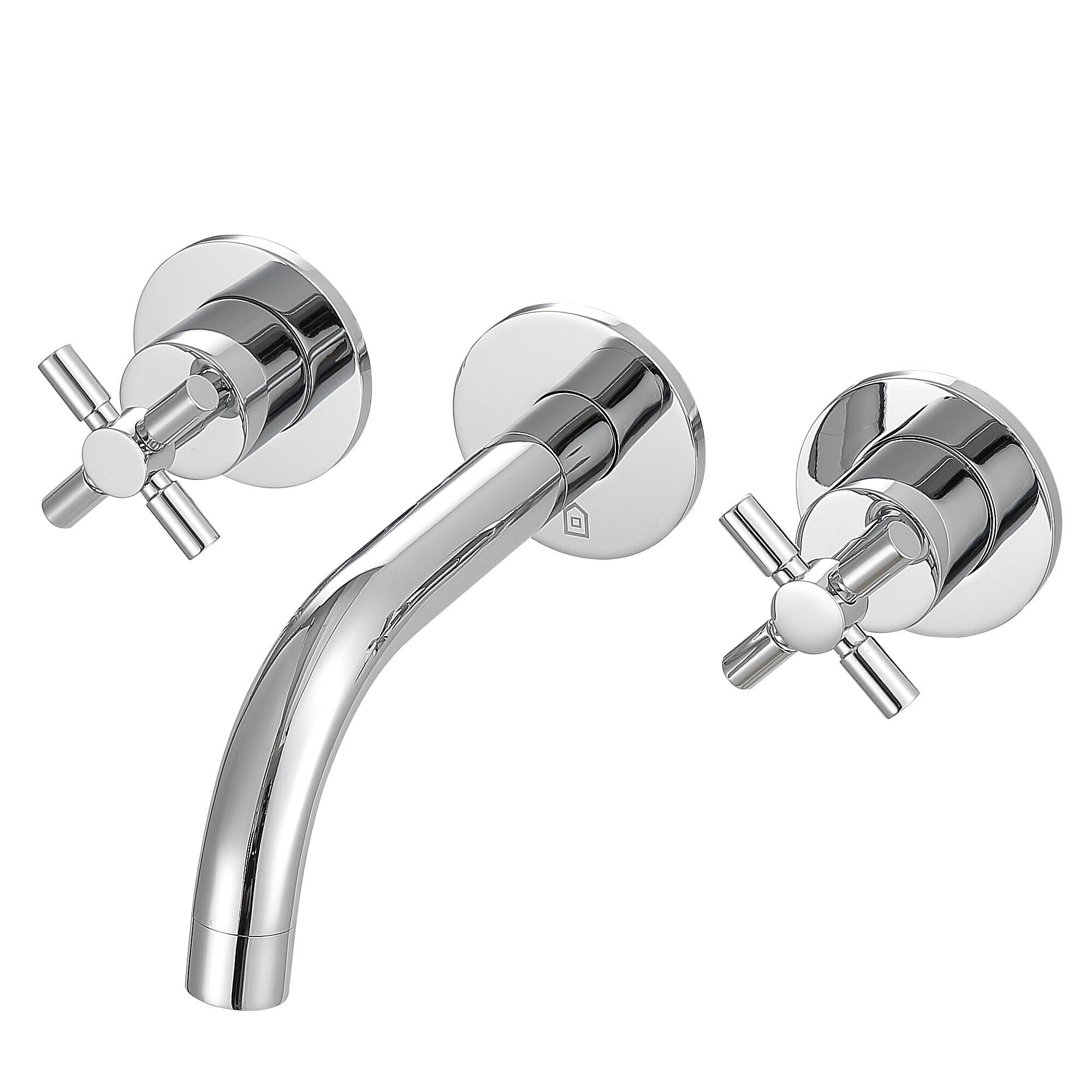 Ancona Prima Two Handle Wall Mounted Bathroom Faucet in Chrome - Modern Waterfall Spout for Vanity Sink, Powder Room & Guest Bath Installation