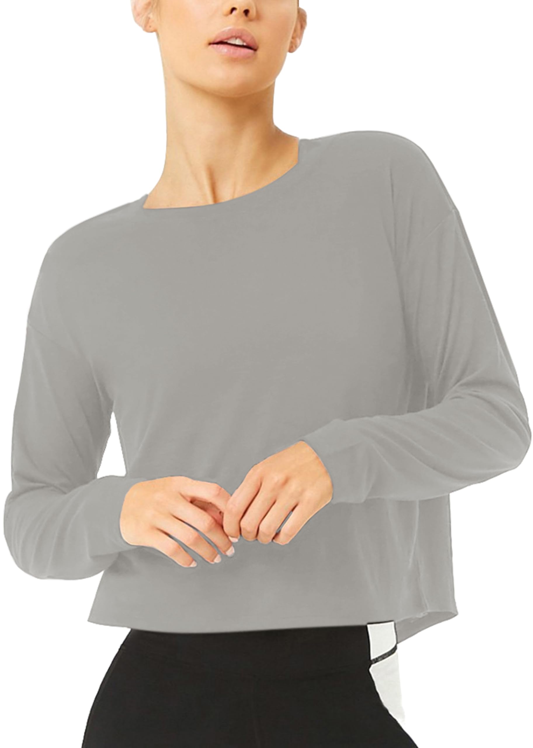 Bestisun Women's Long Sleeve Workout Shirts - Yoga & Dance Tops with Open Back Design - Breathable Athletic Clothes for Gym, Running, Pilates & Fitness Training