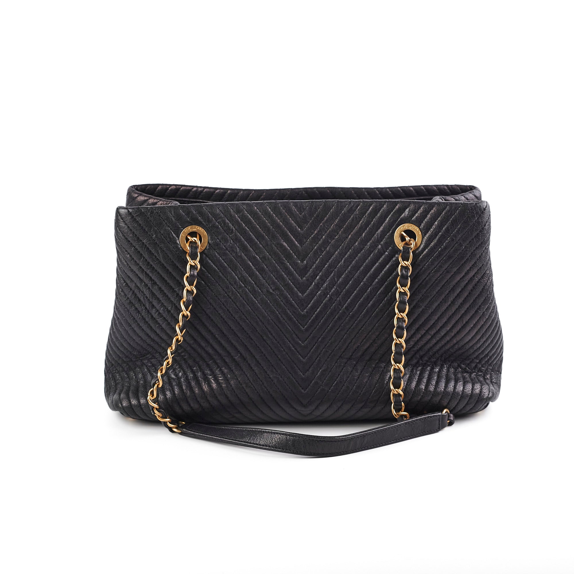 Chanel Chevron Quilted Leather Tote Bag for Women - Black Luxury Handbag for Work, Travel & Everyday Use