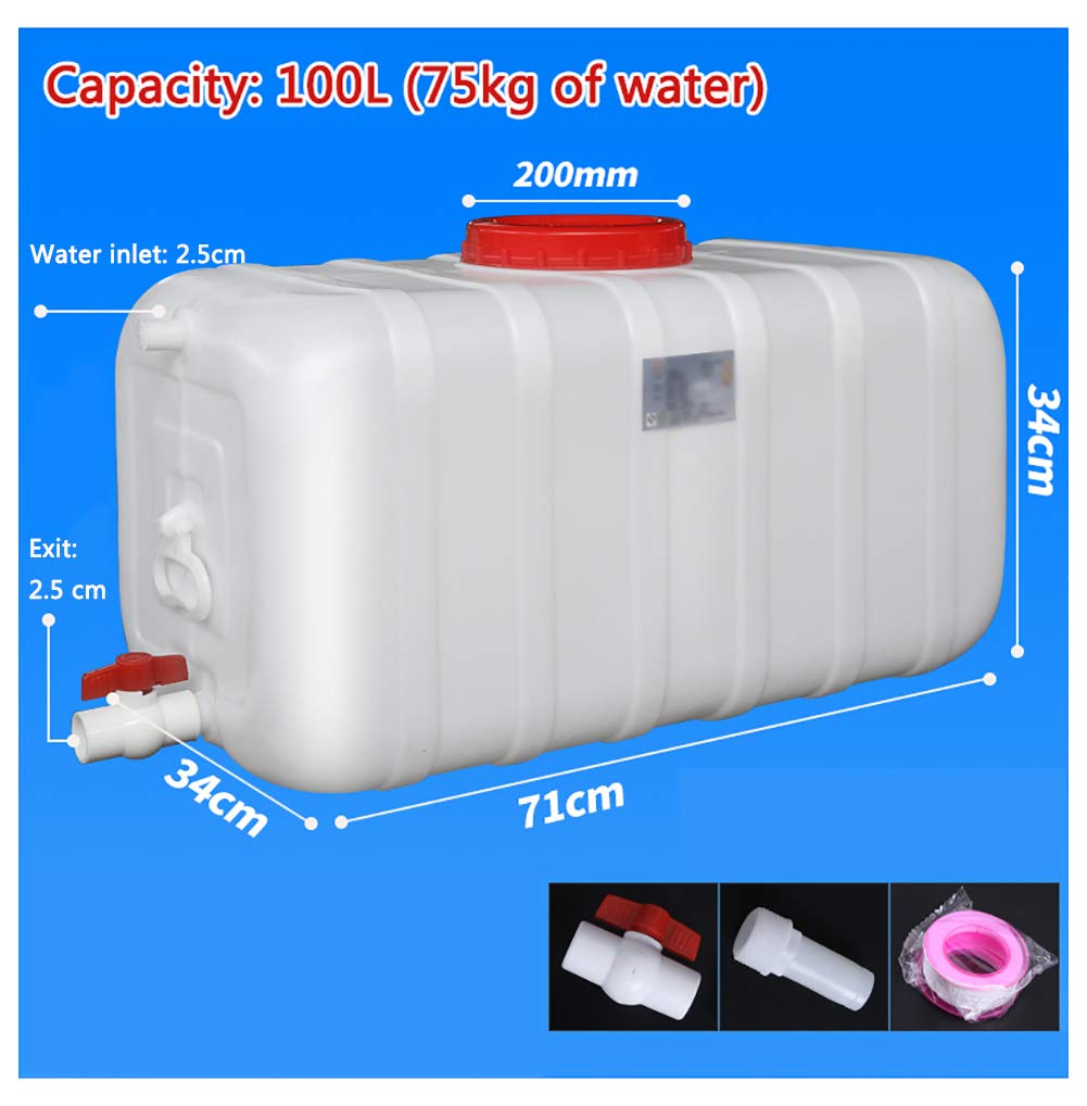 100L White Portable Water Storage Container with Tap - Camping, Hiking, Outdoor Travel, Emergency Water Tank for Car & Survival - Durable BPA-Free Water Bag for Backpacking & Disaster Preparedness