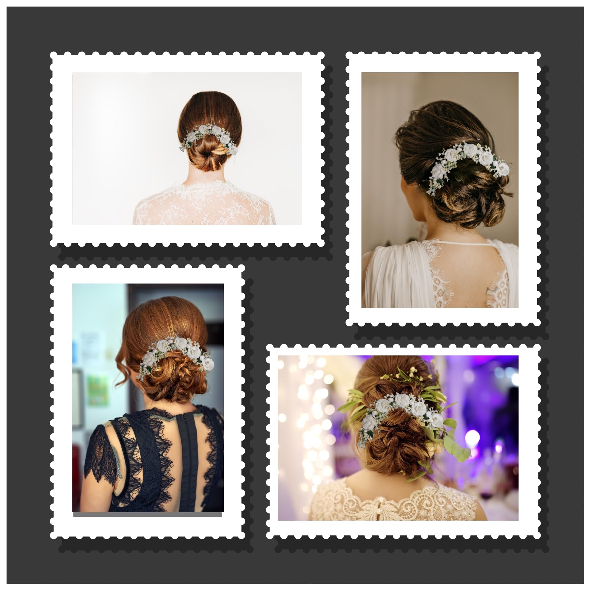 ANVIK White Artificial Rose Flower Hair Bun Gajra - Elegant Bridal Wedding Hair Accessories for Women | Perfect for Bridal Parties, Indian Weddings & Special Occasions