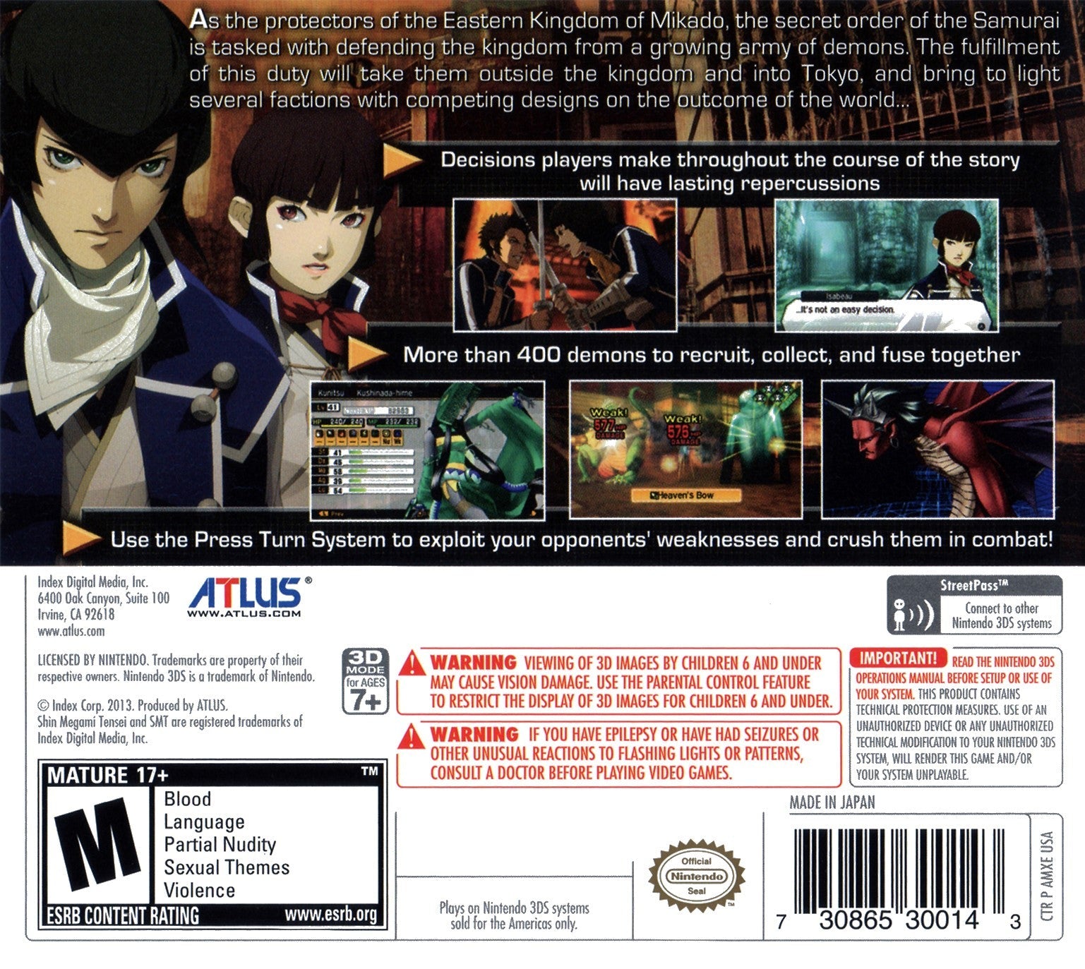 Shin Megami Tensei IV - Nintendo 3DS RPG Game | Atlus JRPG with Demons & Strategic Battles | Perfect for Anime Fans & Hardcore Gamers