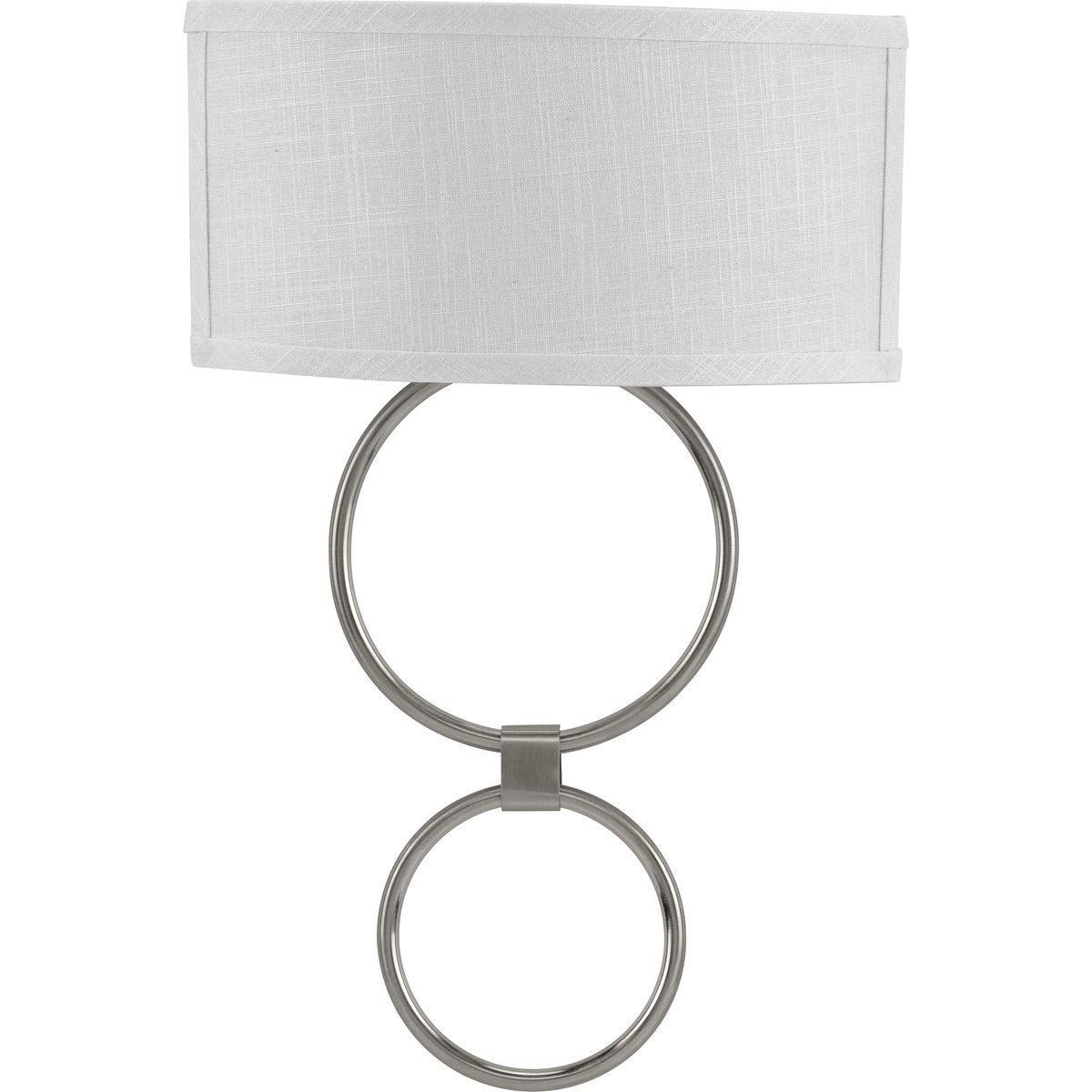 Progress Lighting LED Shaded Sconce - Brushed Nickel One-Light Circle Wall Light Fixture for Bedroom, Hallway & Living Room Decor