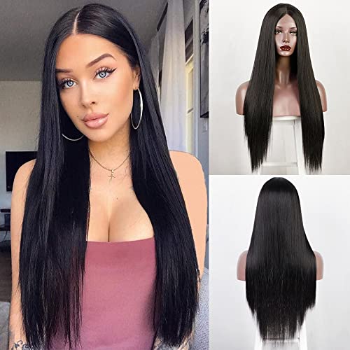 Long Straight Synthetic Wigs for Women - Blonde, Black, Red, Orange Cosplay & Party Wigs - 26 Inches Middle Part Style - Perfect for Daily Wear, Halloween, Cosplay & Costume Parties (Color: 13)
