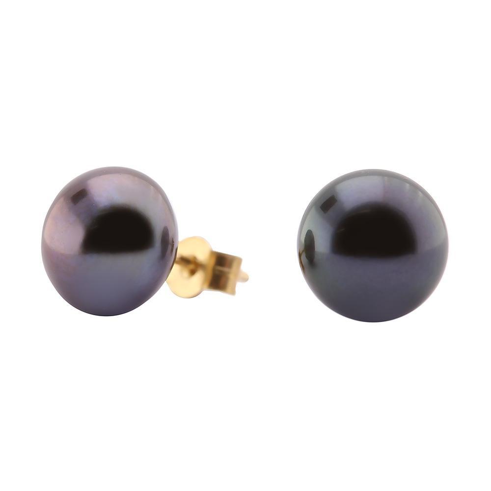 9ct Yellow Gold 7mm Peacock Pearl Stud Earrings for Women - Elegant Pearl Jewelry Gift for Birthday, Anniversary & Special Occasions