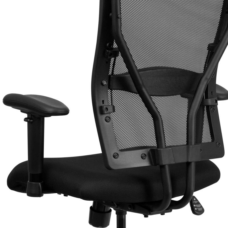 FLASH HERCULES Series Big & Tall 400 lb. Capacity Black Mesh Ergonomic Drafting Chair with Adjustable Arms - Perfect for Office, Gaming, and Home Workspaces