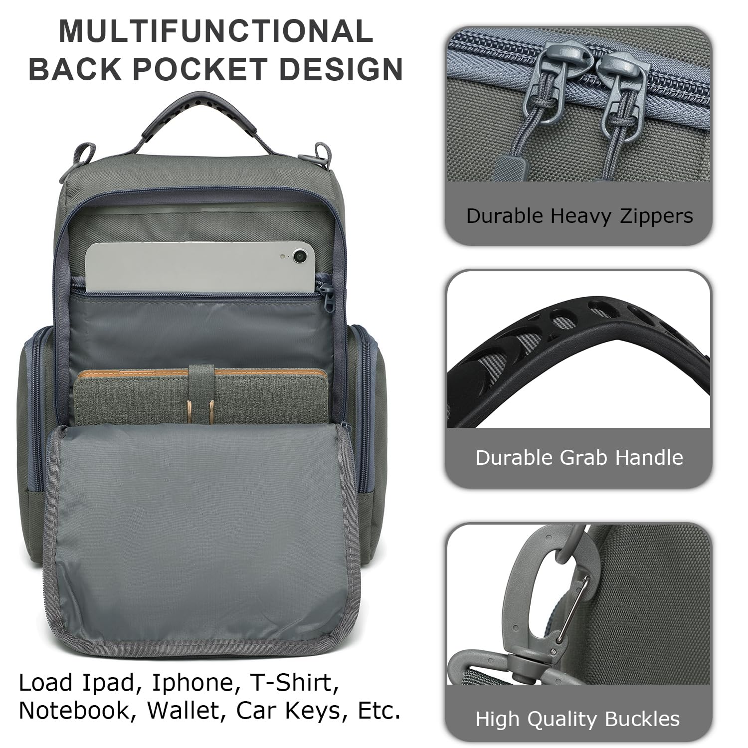 Breathable Golf Shoe Bag with Multiple Exterior Pockets for Golf Accessories Storage - Light Gray | Perfect for Golf Course, Travel & Club Organization