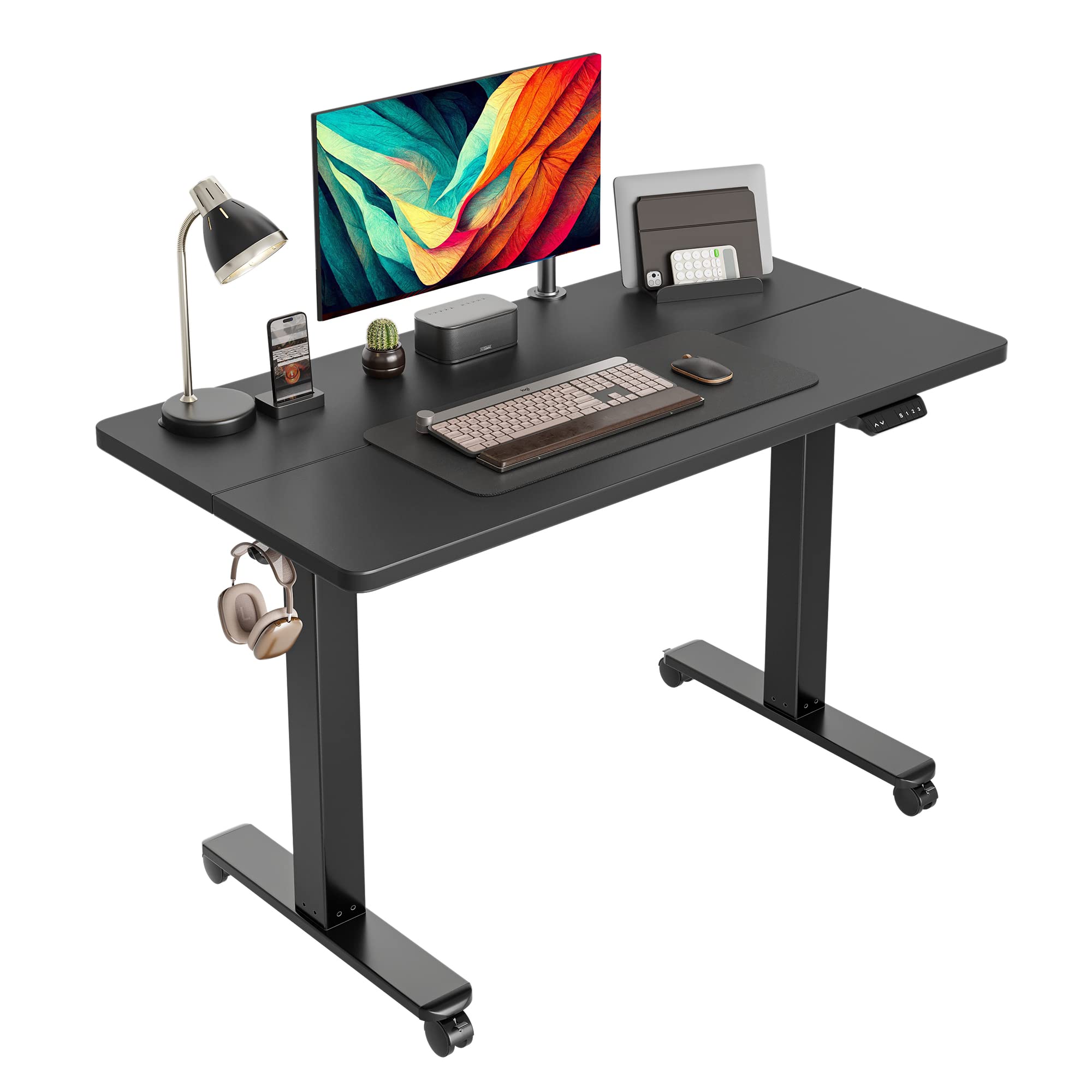 CubiCubi 40 x 24 Inches Electric Height Adjustable Standing Desk - Ergonomic Sit Stand Home Office Desk for Computer Workstation (Black) | Perfect for Remote Work, Gaming & Study Setup