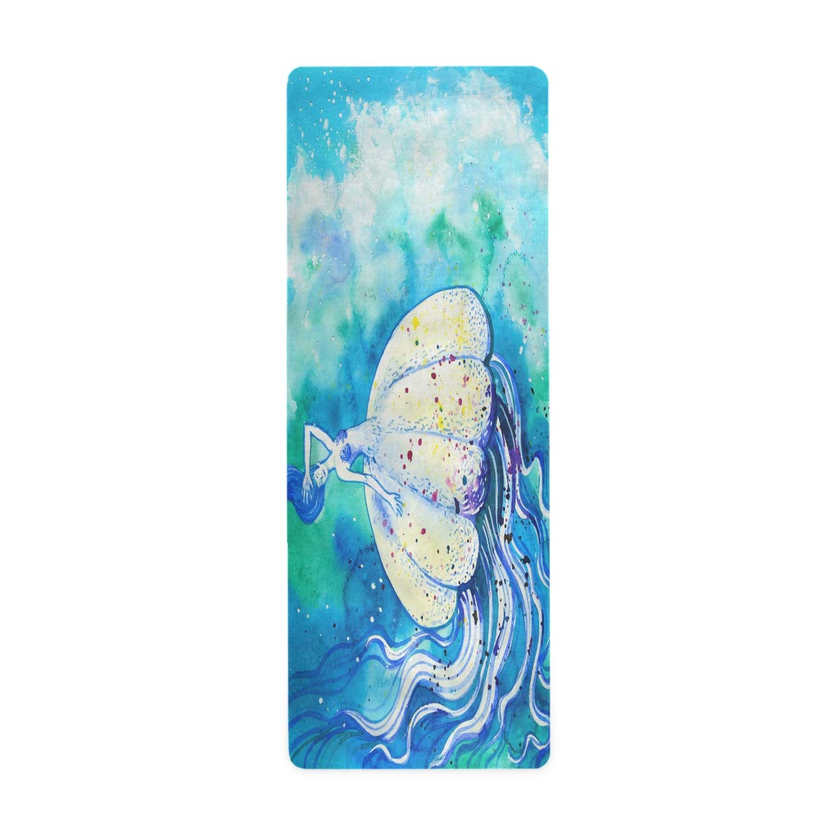 ALAZA Non-Slip Watercolor Octopus Yoga Mat with Inspirational Quote - Premium Fitness Mat for Yoga, Pilates & Floor Exercises | Perfect for Home Workouts, Studio Sessions & Mindful Meditation Spaces