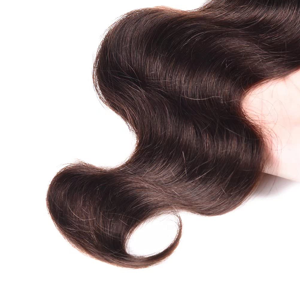 WOME Dark Brown Body Wave Human Hair Bundles 3-Piece Set - 100% Peruvian Virgin Remy Hair Extensions (12