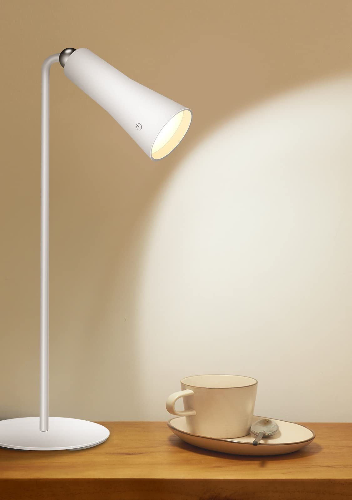 Houkiper Wireless Charging Desk Lamp - 3 Mode Dimmable Touch Reading Light with USB Port, Battery Powered Bedside Lamp for Bedroom, Study Room & Office | Perfect for Night Reading, Working & Phone Charging