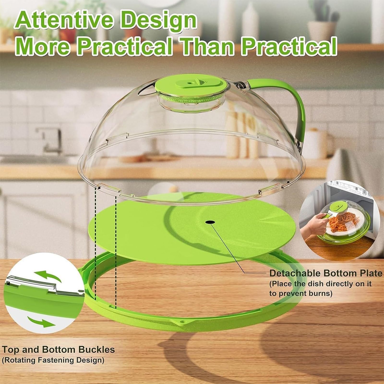 2-in-1 Microwave Cover and Steamer - Splatter Guard with Water Steamer for Cooking, Reusable Microwave Lid for Food Protection - Perfect for Meal Prep, Reheating, and Steaming Vegetables - Essential Kitchen Gadget Accessory