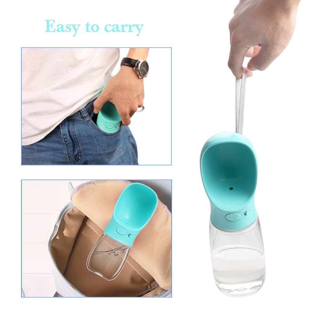 20oz Portable Dog Water Bottle with Bowl - Leak Proof, Food Grade ABS, Lightweight Pet Travel Water Dispenser for Outdoor Walking, Hiking & Travel - Blue