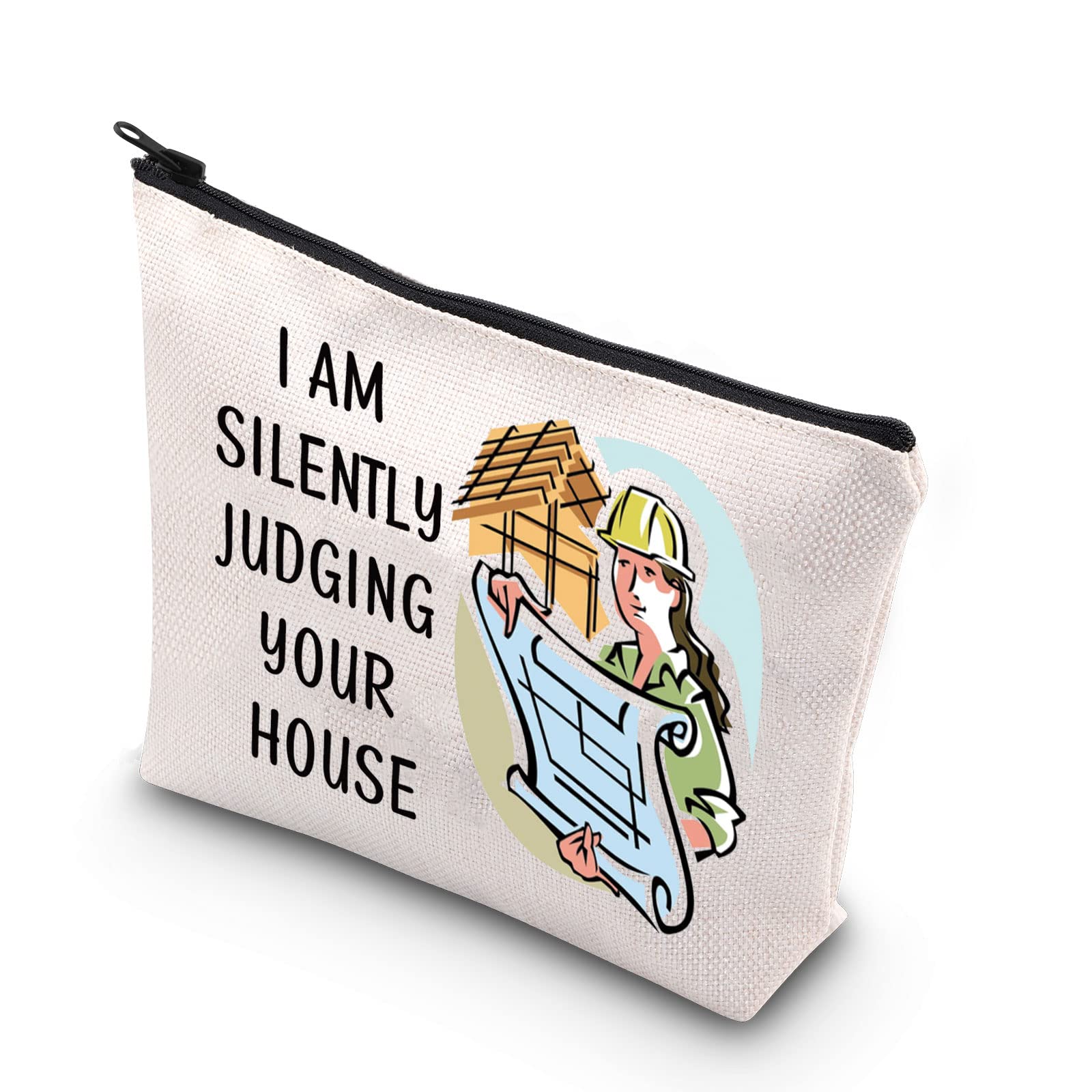 TSOTMO Architect Gift - 'I Am Silently Judging Your House' Funny Future Architect Zipper Pouch & Makeup Bag - Perfect for Architects, Designers & Students (Great for Office, School & Travel)