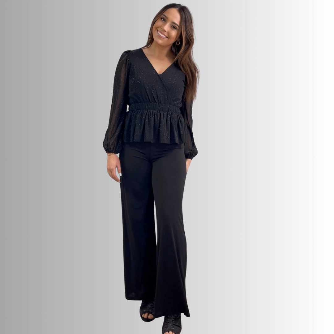 Elegant Glitter Peplum Top for Women | Shimmer Party Blouse | Perfect for Night Out, Club, and Special Occasions