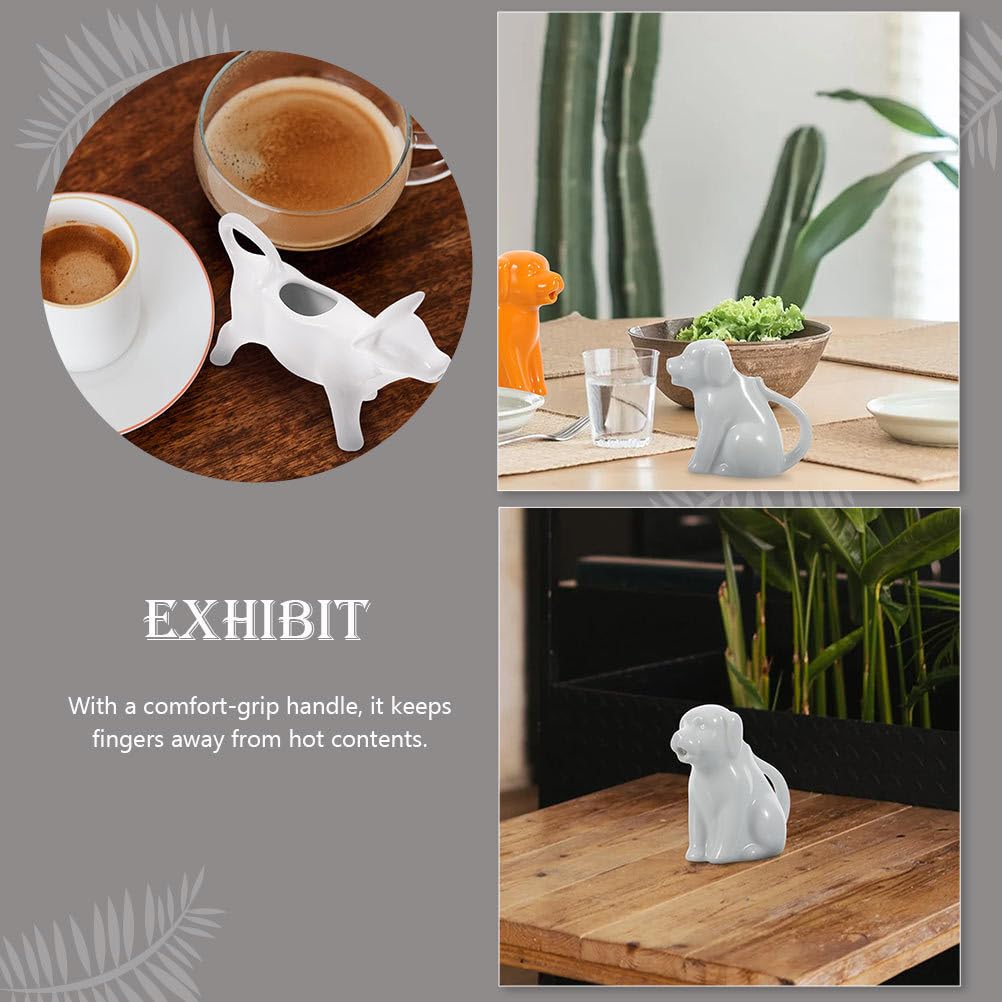 FOMIYES 2-Piece Animal Shaped Ceramic Creamer Pitcher Set - Hand Painted White Milk Jug with Handle for Coffee, Tea, Syrup - Perfect for Kitchen, Dining Table, and Gift Giving