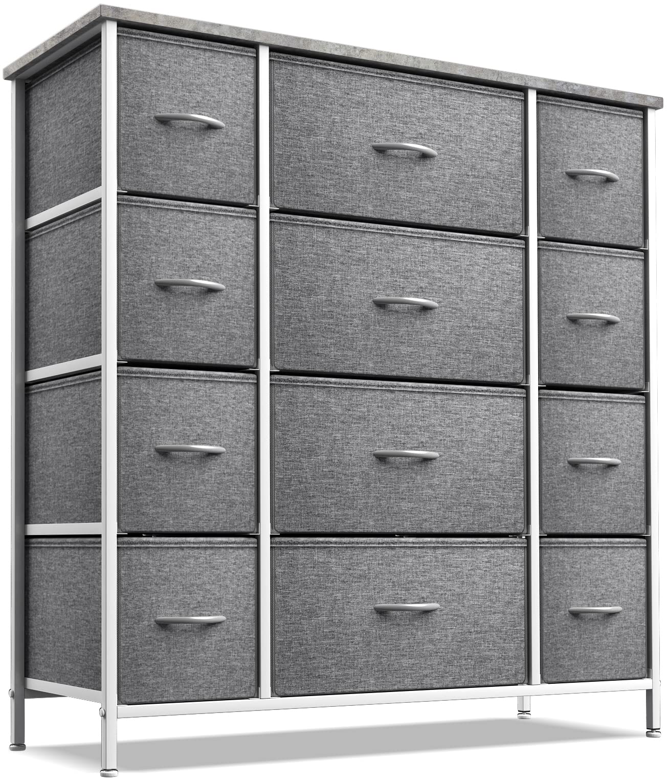 Sorbus 12-Drawer Dresser Organizer with Steel Frame & Wood Top - Easy Pull Fabric Bins for Clothes Storage - Large Bedroom, Hallway, Living Room, Nursery & Closet Furniture - Perfect for Home Organization & Space Saving