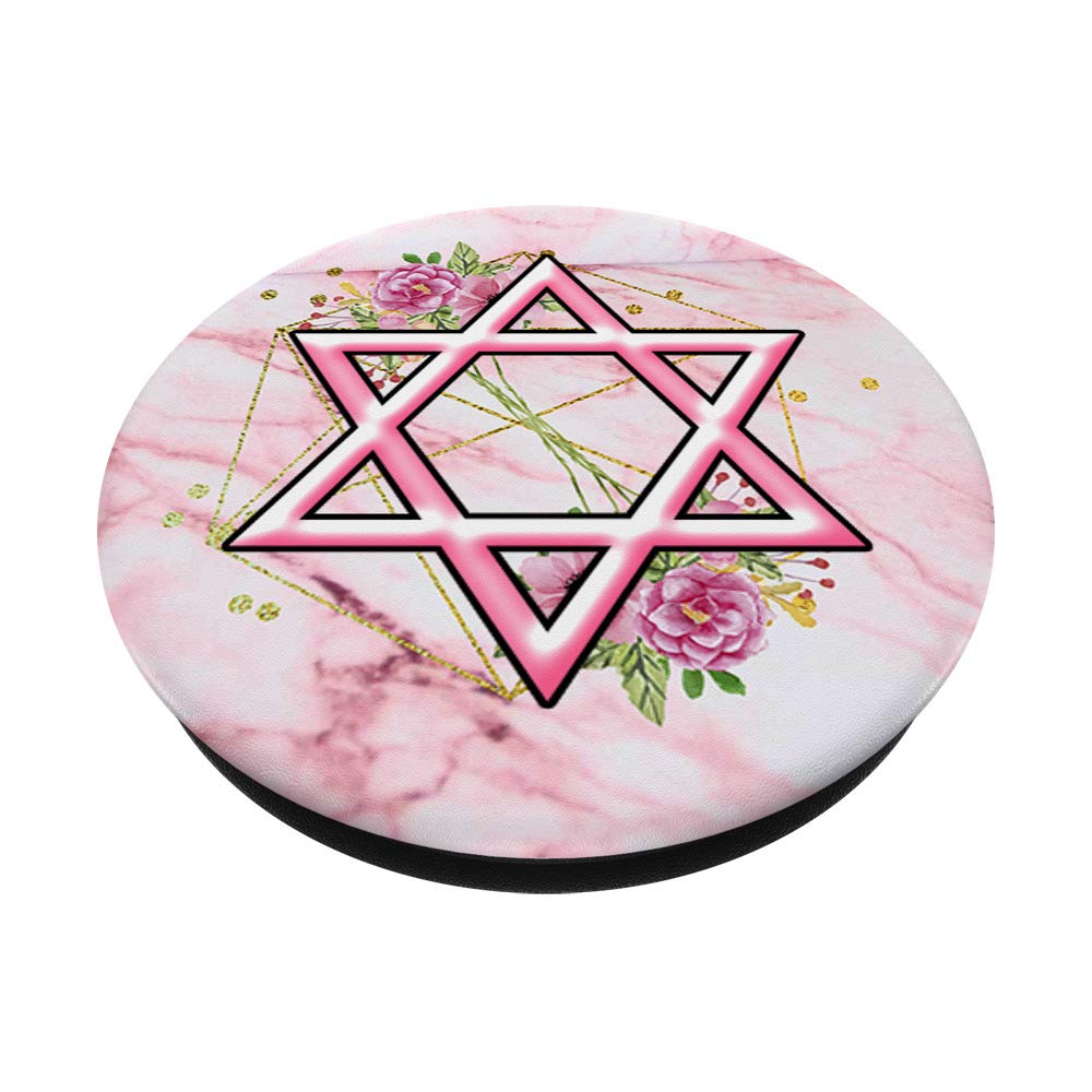 Flower Star of David Magen David Jewish Star PopSockets PopGrip - Swappable Phone Grip for iPhone, Samsung & Tablets - Perfect for Jewish Holidays, Synagogue & Daily Use