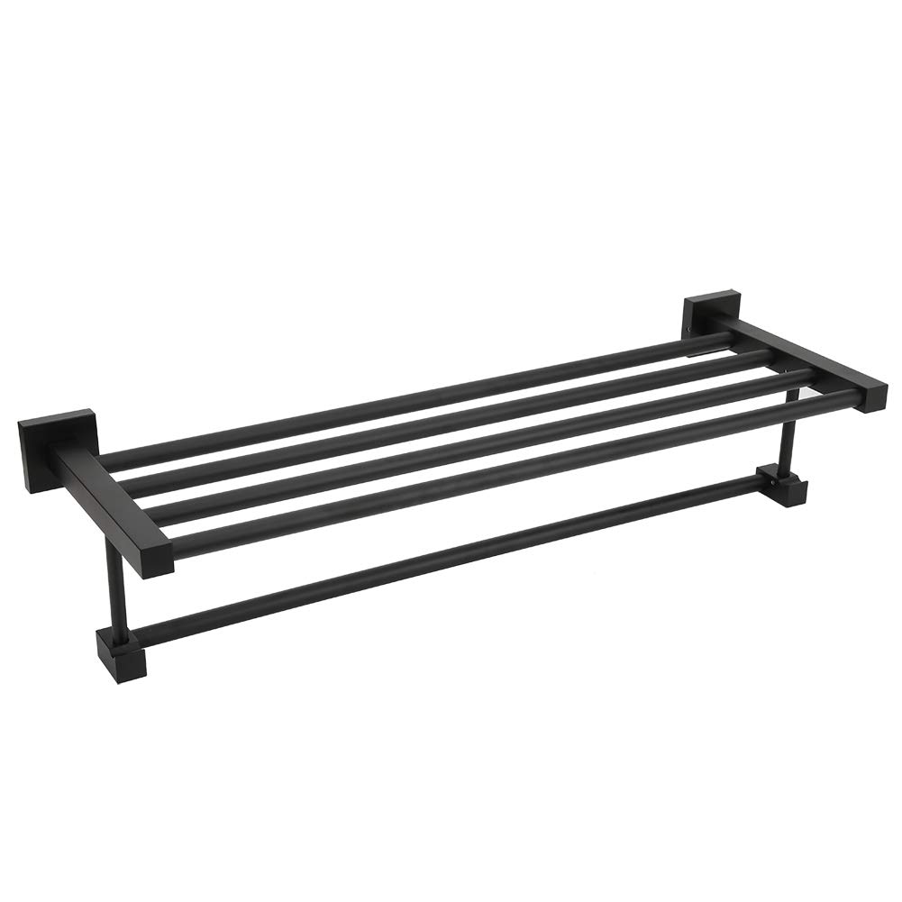 Sturdy Wall Mounted Bathroom Towel Rack with Shelf & Bar - Space Saving Organizer for Towels, Robes & Kitchen Utensils - Perfect for Bathroom, Kitchen & Laundry Room Organization