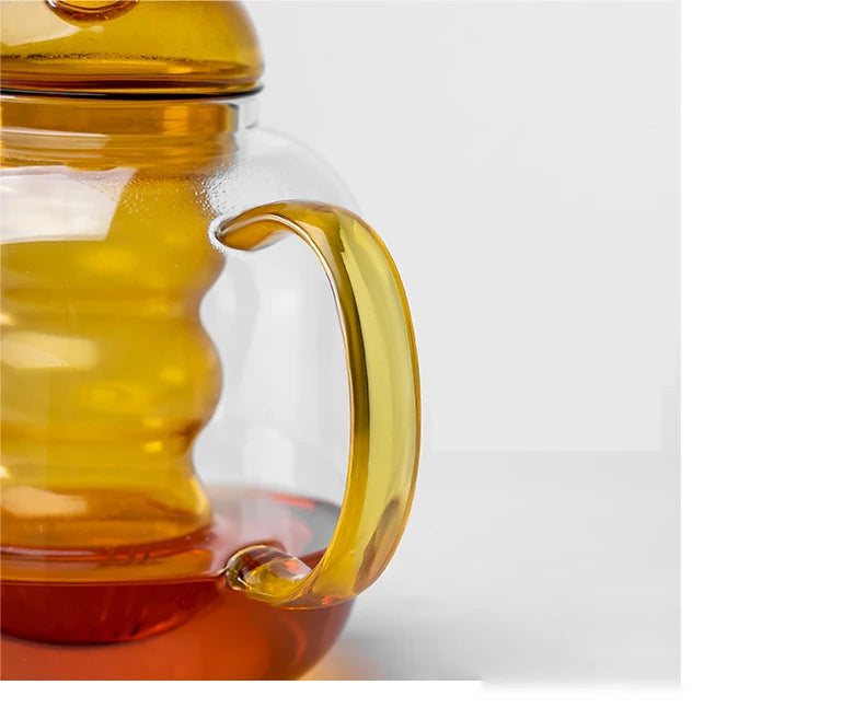 Bulbo Colored Glass Teapot & Cup Set - Handcrafted Artisan Tea Brewing Kit for Loose Leaf Tea - Perfect for Afternoon Tea, Gifts & Home Decor