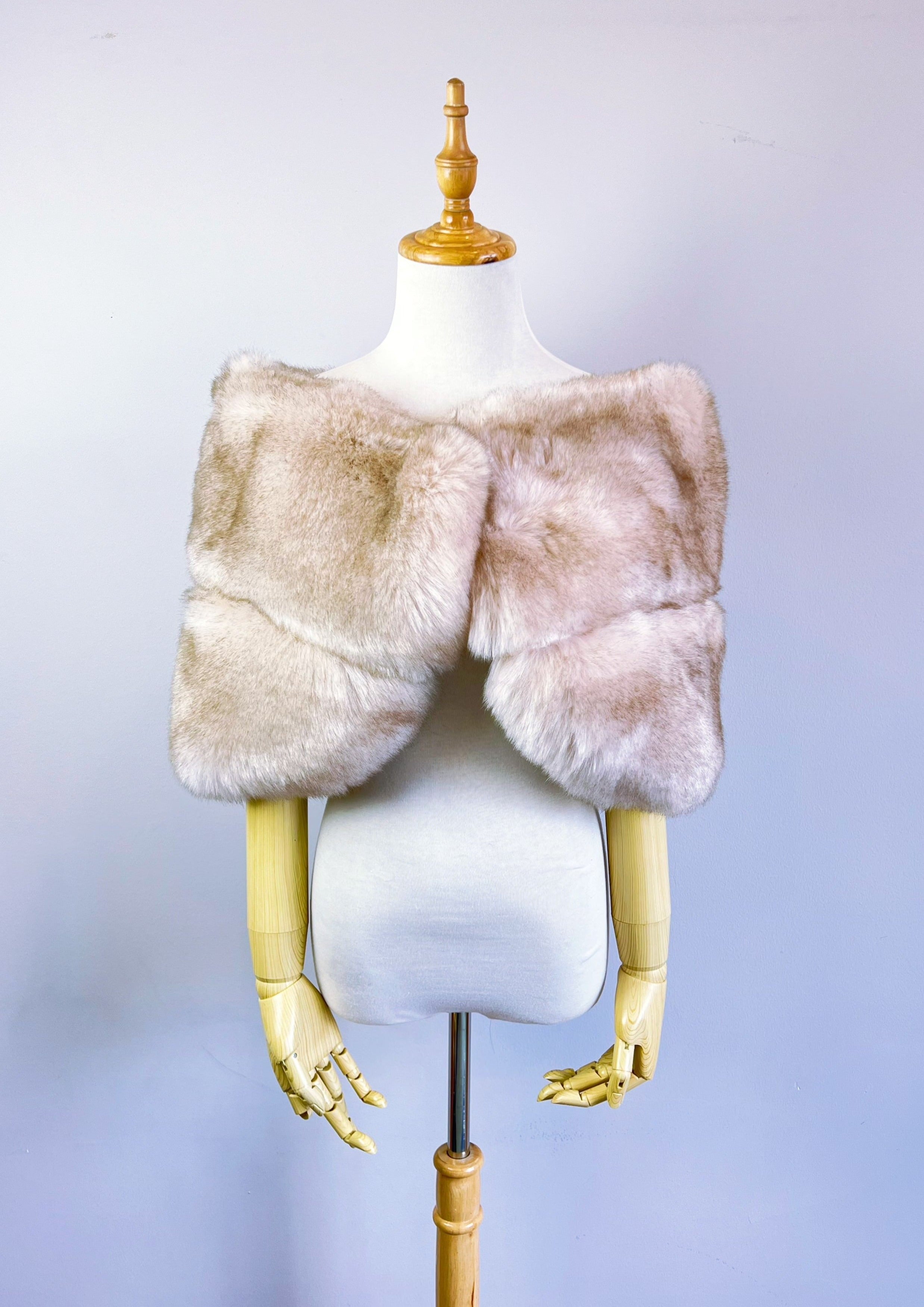 Luxury Peach & Black Faux Fur Wrap Shawl - Penelope Pea01 for Women | Elegant Evening Party Wear, Winter Wedding Accessory, Cozy Home Lounging