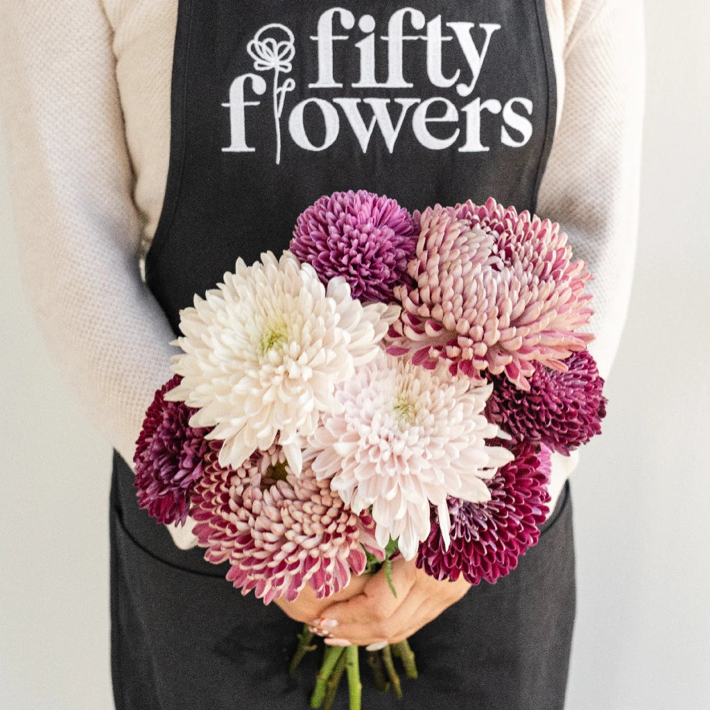 Premium Berry Toned Chrysanthemum Flower Arrangement Kit - DIY Floral Decor for Home, Wedding & Party Centerpieces