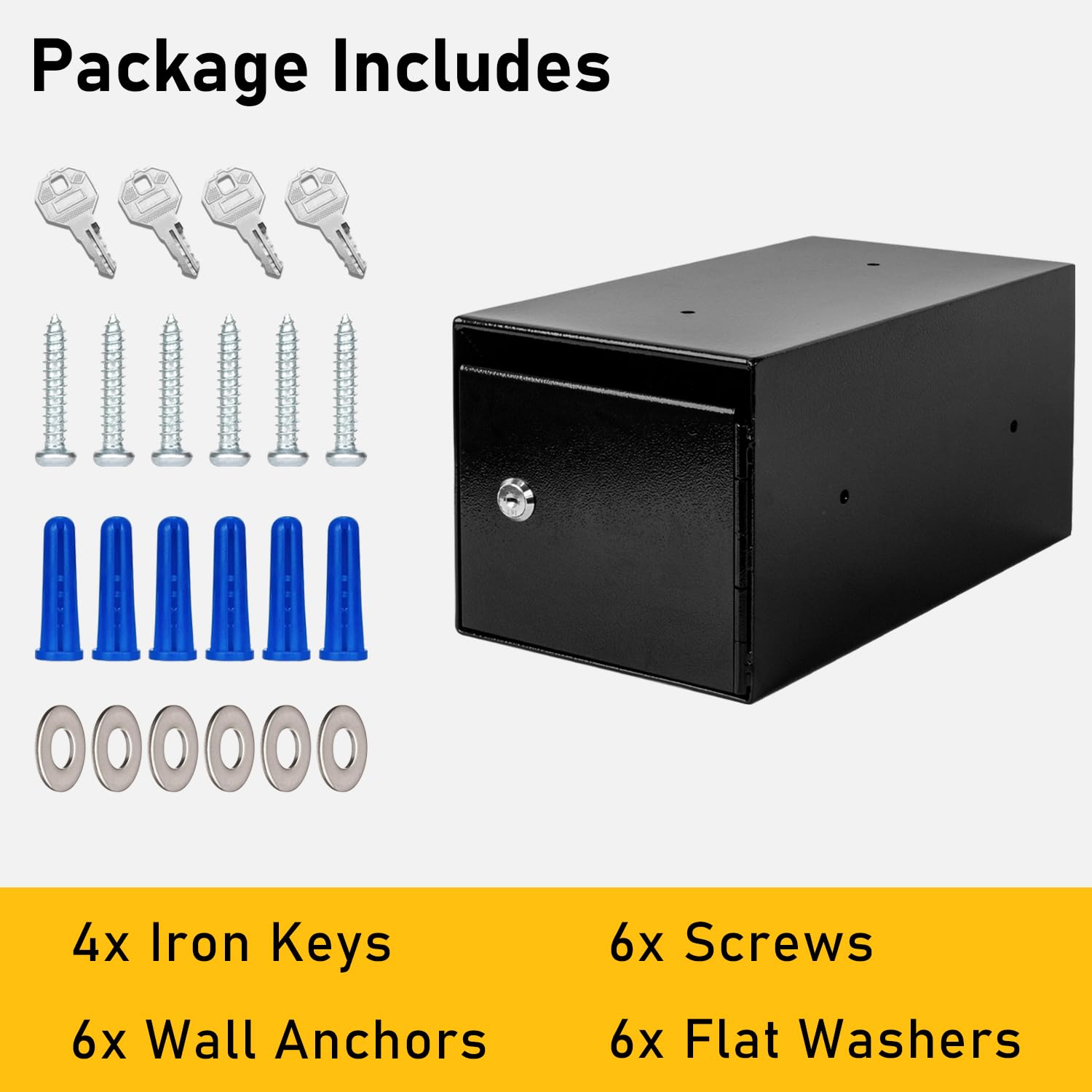 Steel Cash Drop Box with Lock - Secure Money Safe Box with Tamper-Proof Slot for Hotels, Apartments & Businesses - Ideal for Front Desk, Rental Offices & Cash Handling
