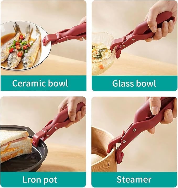 DREWIT STAR Anti-Scald Bowl Holder Clip - Heat-Resistant Kitchen Gripper for Hot Bowls, Plates & Pans - Secure Tongs Clamp for Safe Cooking & Serving - Perfect for Baking, Meal Prep & Dining