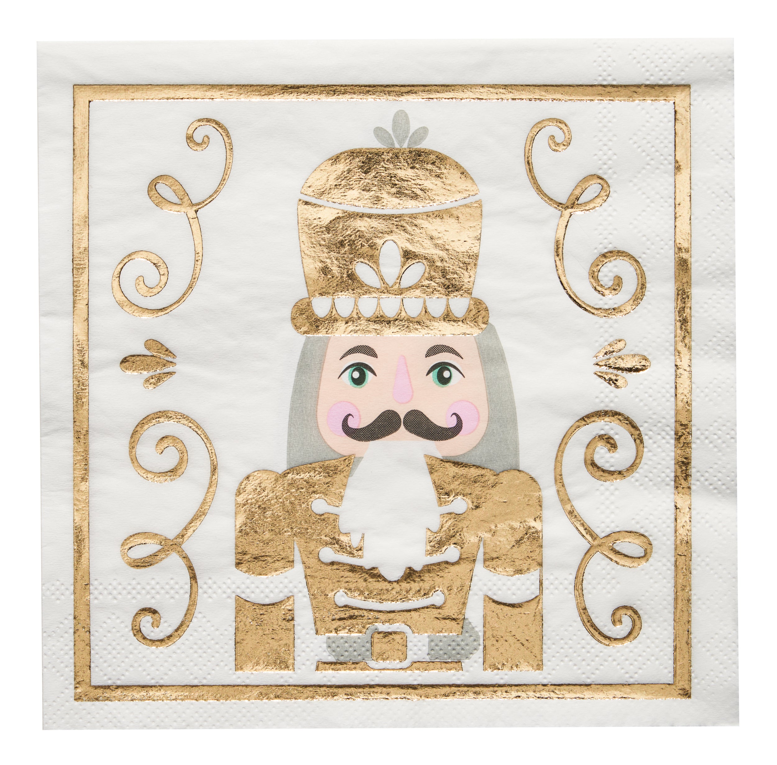 Premium Gilded Nutcracker Christmas Paper Napkins - 20 Pack for Holiday Parties, Dinner, and Festive Decorations