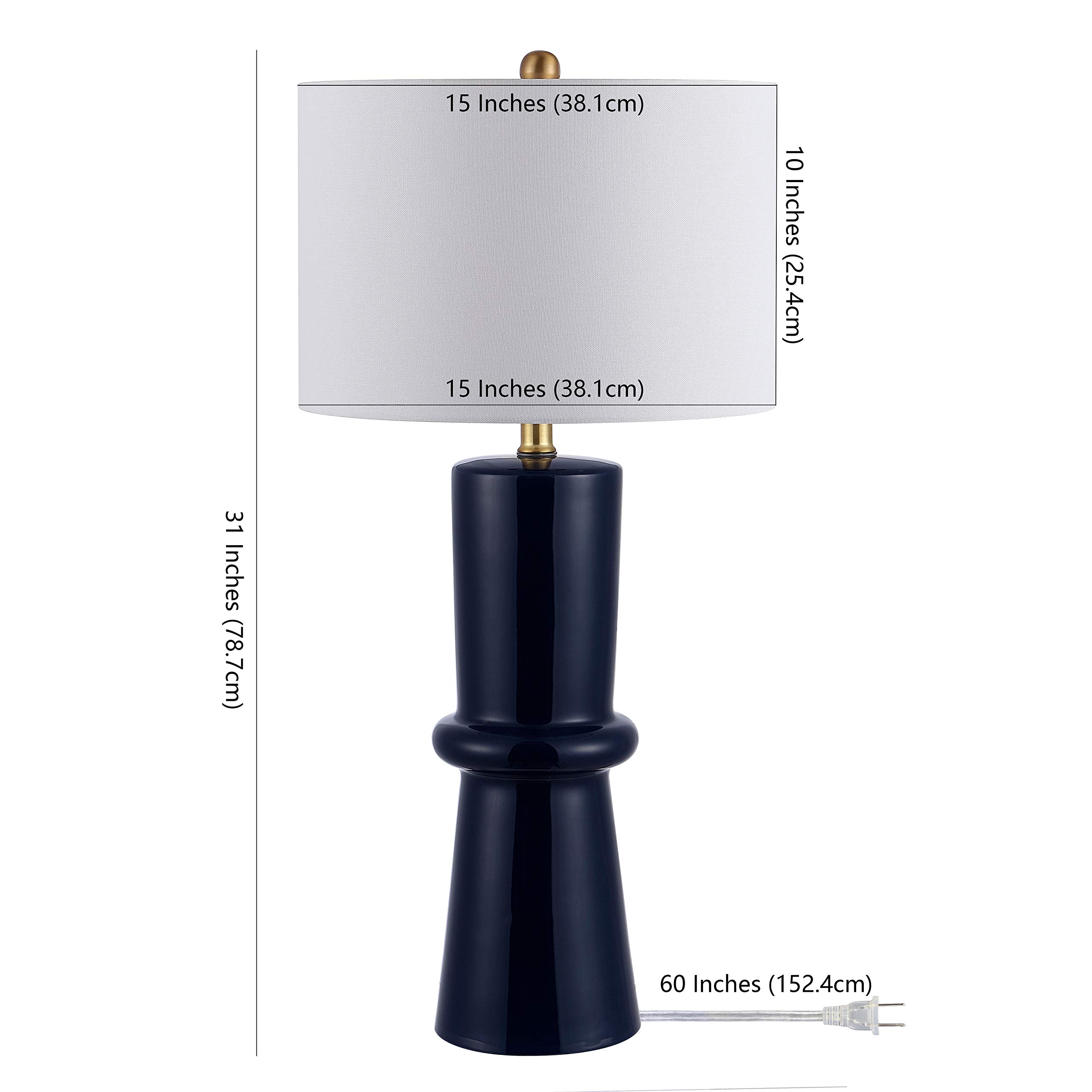 SAFAVIEH Lighting Ellaria Modern Navy Blue Ceramic Table Lamp Set of 2 - 31 Inch Bedroom, Living Room, Office Desk Lamp with LED Bulbs Included - Perfect for Nightstand, Reading Nook & Home Decor